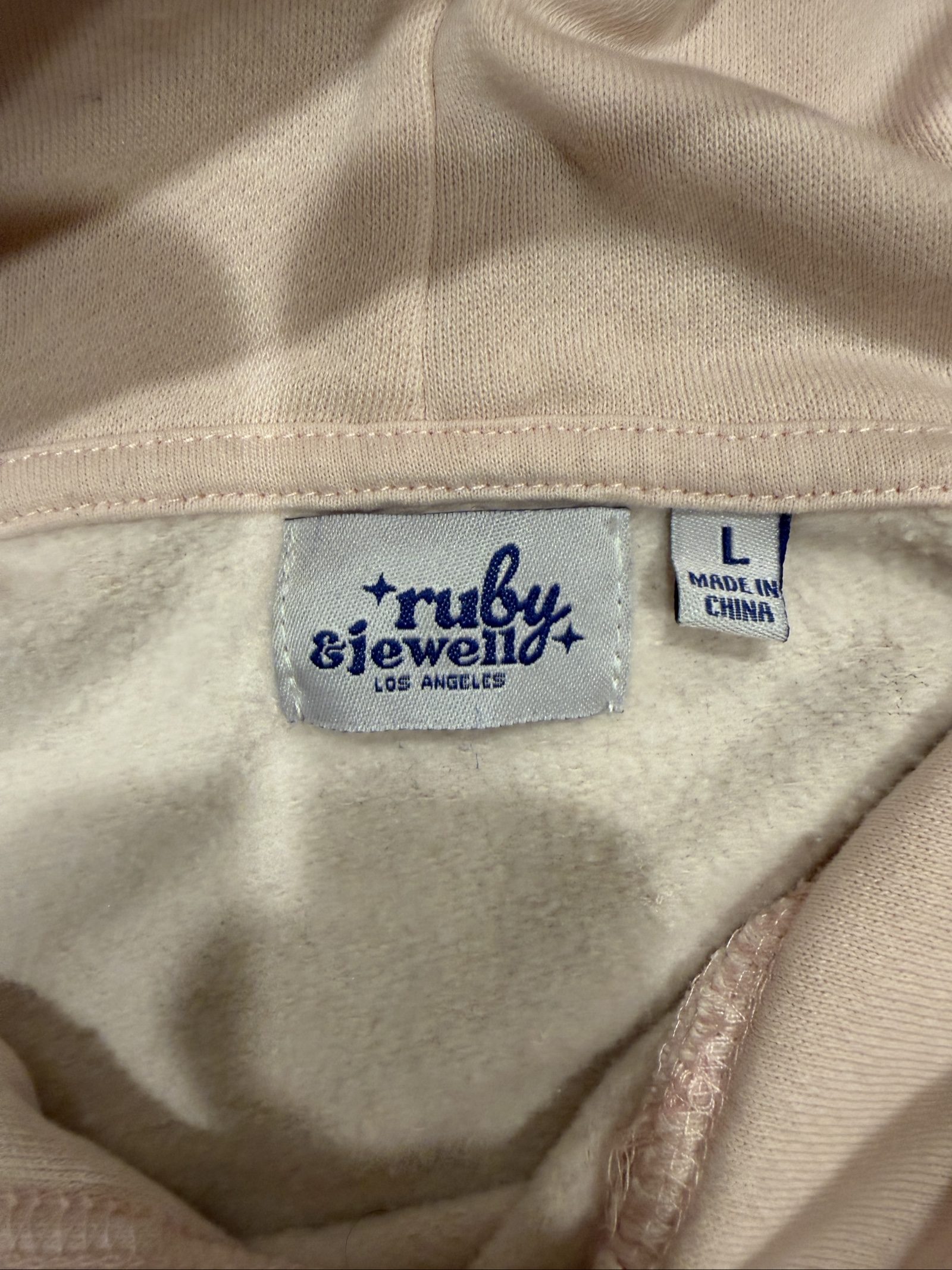 ruby jewell Women's Blush Pink Hoodie Large Soft Fleece image 3