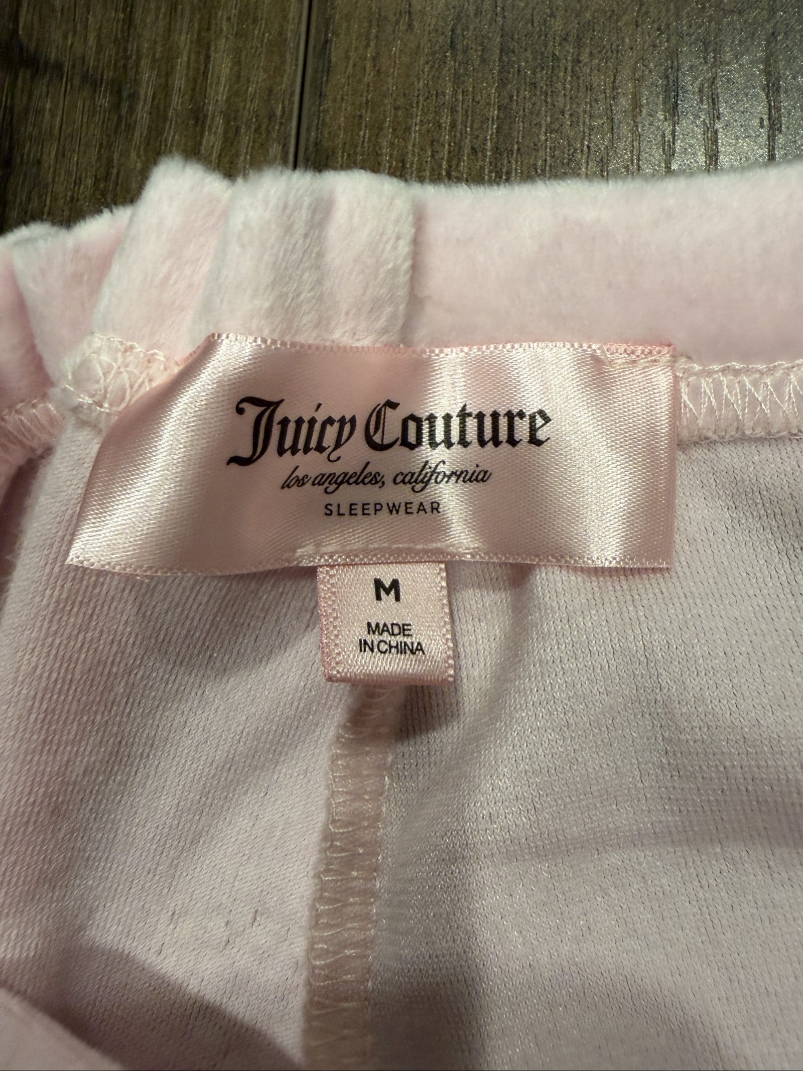 Juicy Couture Pink Velour Sleepwear Pants Medium Crystal Logo image 2