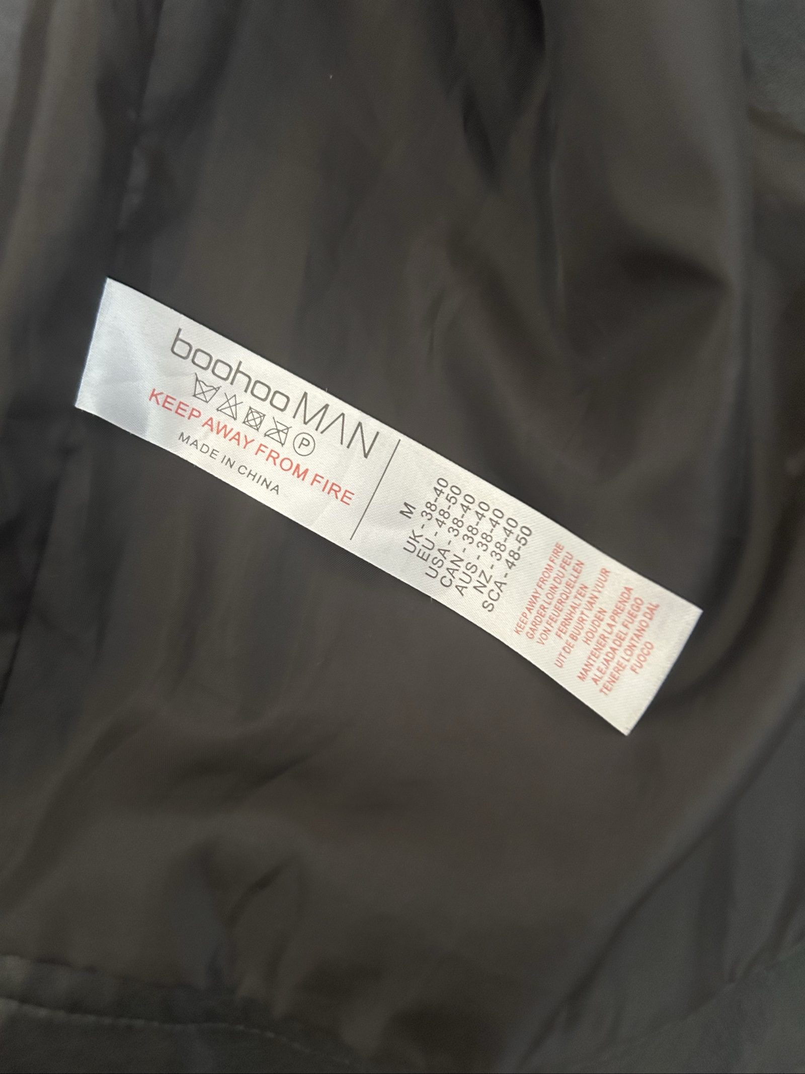 boohooMAN Black Faux Leather Biker Jacket Medium Quilted Shoulders image 6
