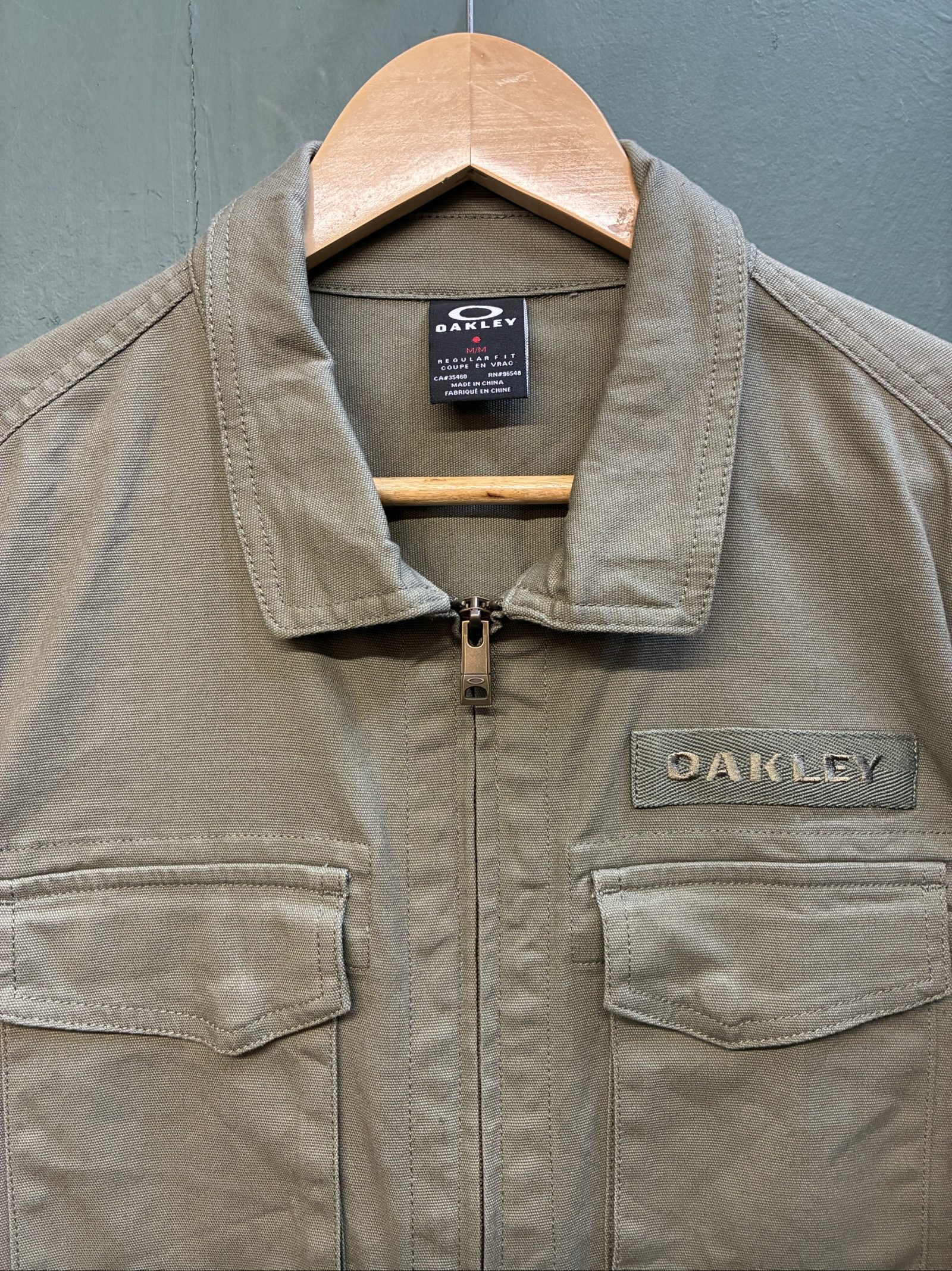 Oakley y2k khaki Cotton military field jacket over shirt Regular Fit Medium image 2