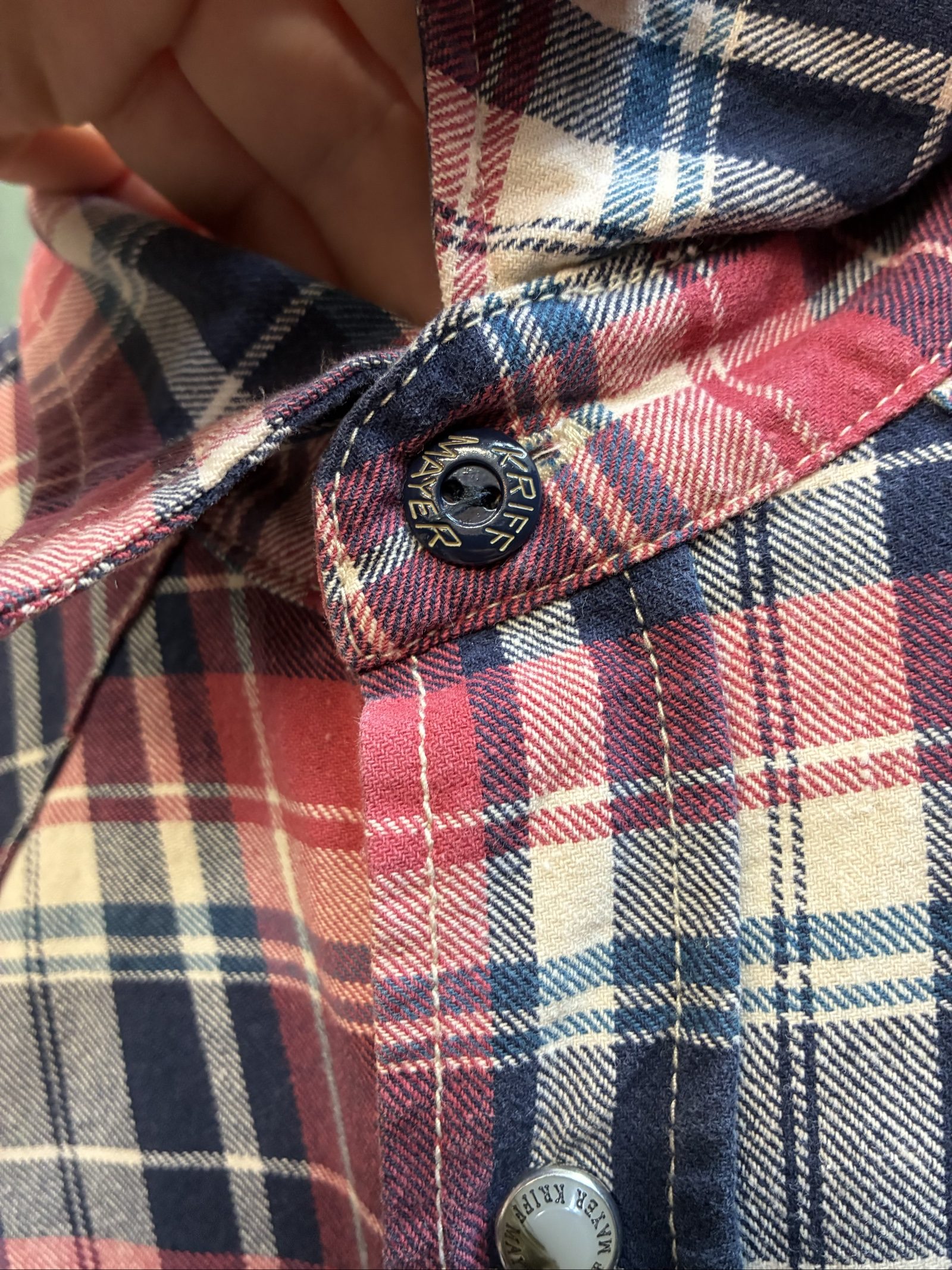 Kriiff Mayer Men's Red Navy & White Plaid Cotton Shirt Medium image 4