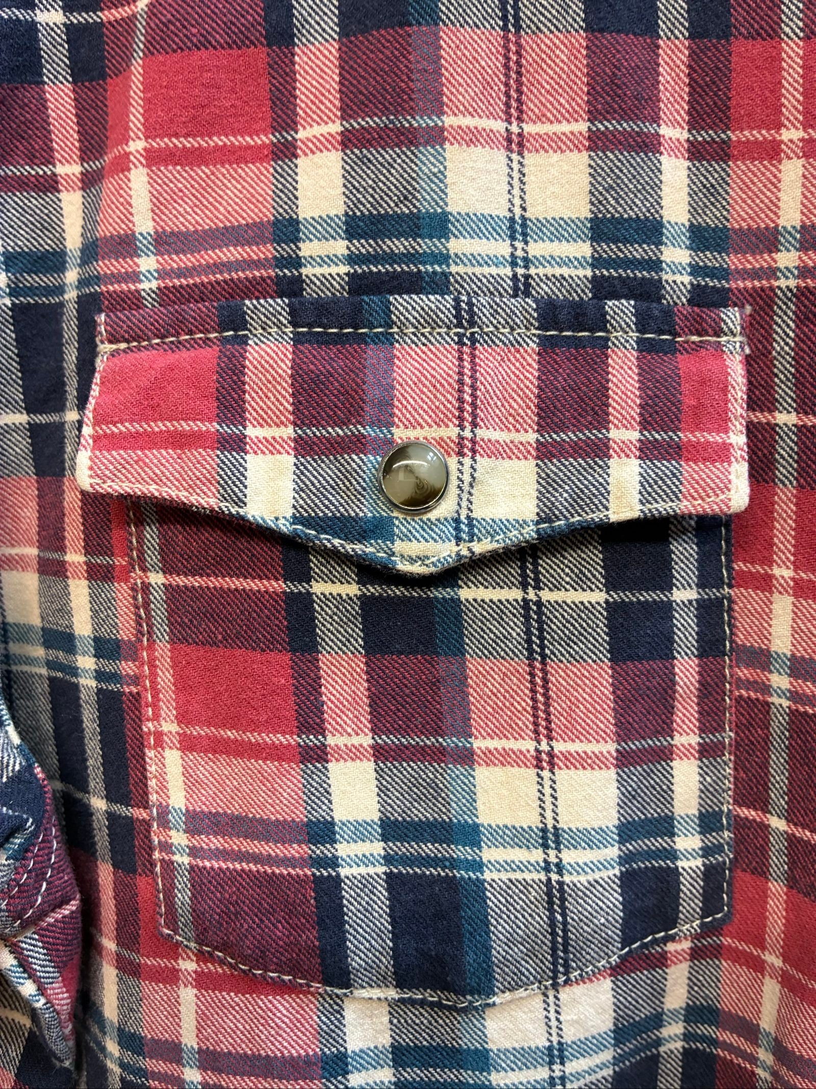 Kriiff Mayer Men's Red Navy & White Plaid Cotton Shirt Medium image 6