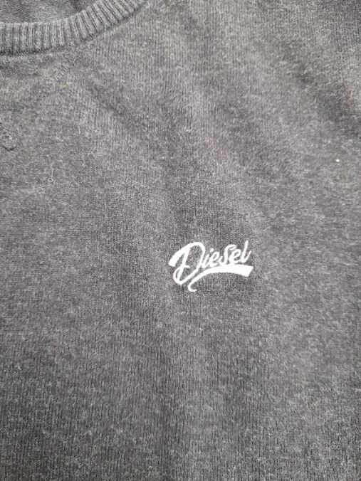 Diesel Men's Charcoal Grey Logo Knit Jumper Medium image 3