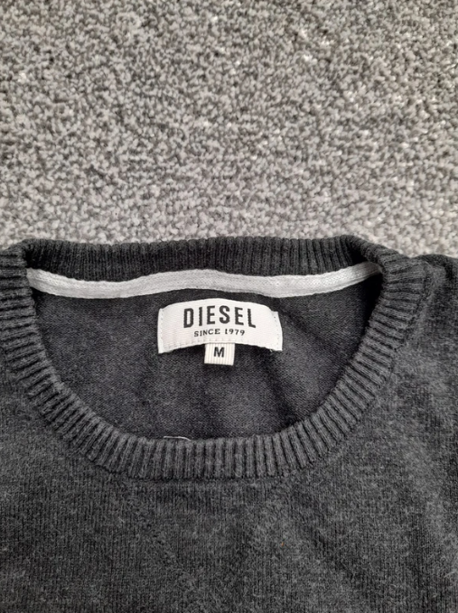Diesel Men's Charcoal Grey Logo Knit Jumper Medium image 5