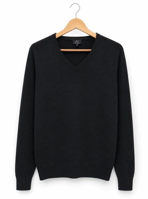 Calvin Klein Black V-Neck Cotton Sweater XXL