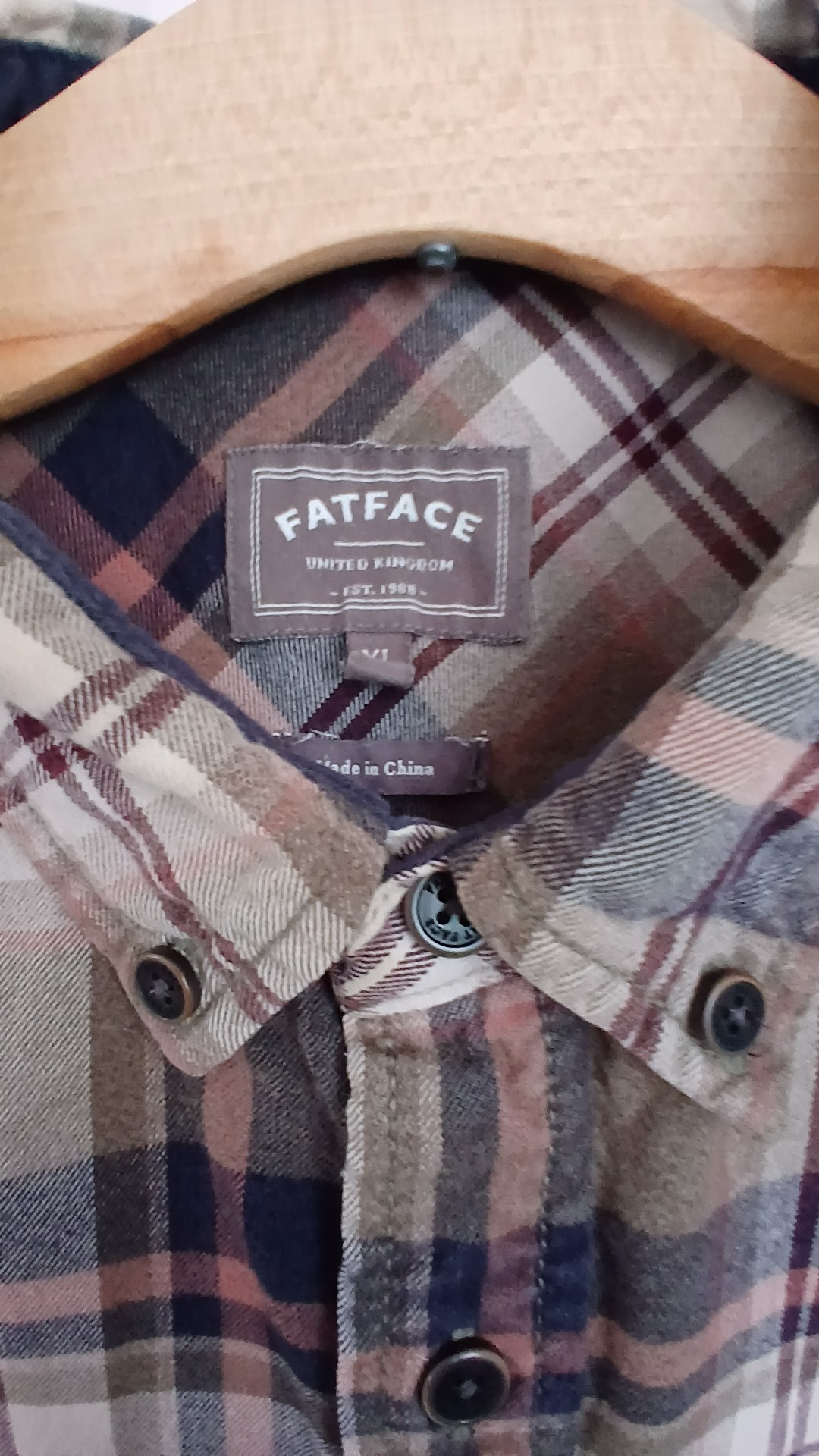 FatFace Brown & Green Checked 100% Cotton Shirt XL image 2