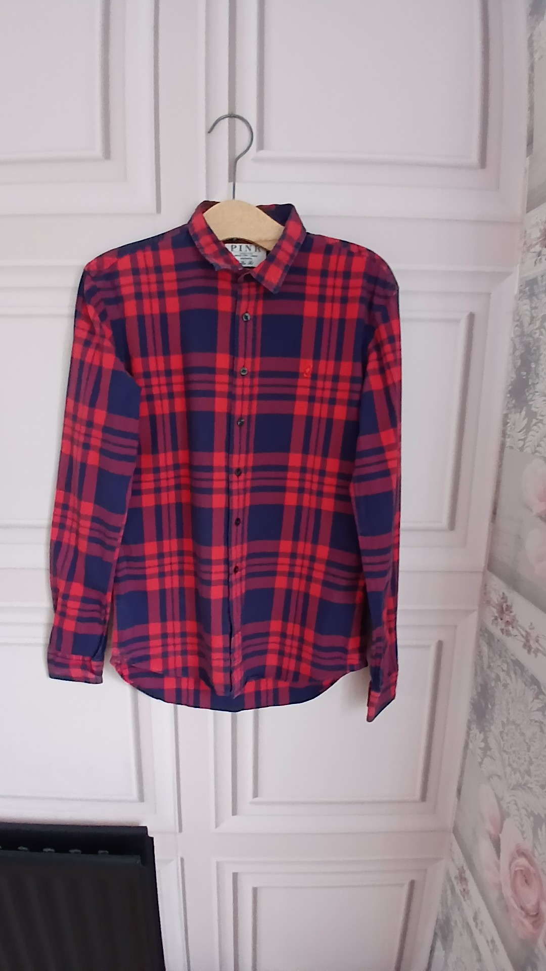 Thomas Pink Red & Navy Slim Fit 100% Cotton Shirt