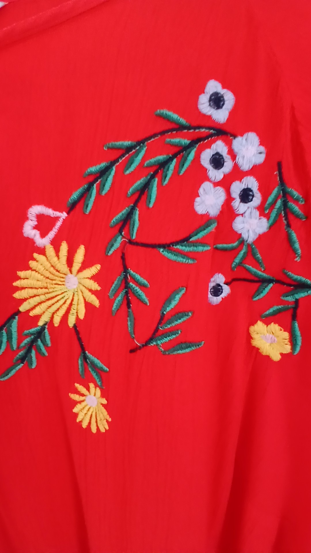 F&F Red Floral Embroidered Blouse UK 14 image 3