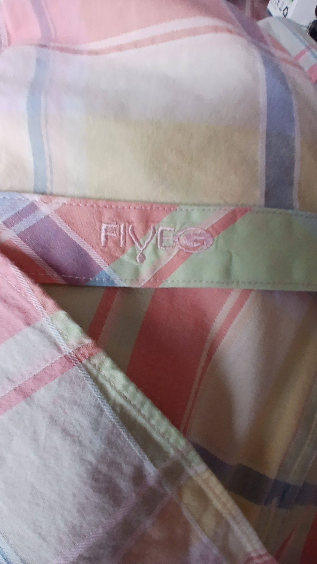 Pastel Multi-Colour Plaid Short Sleeve Cotton Shirt M image 5