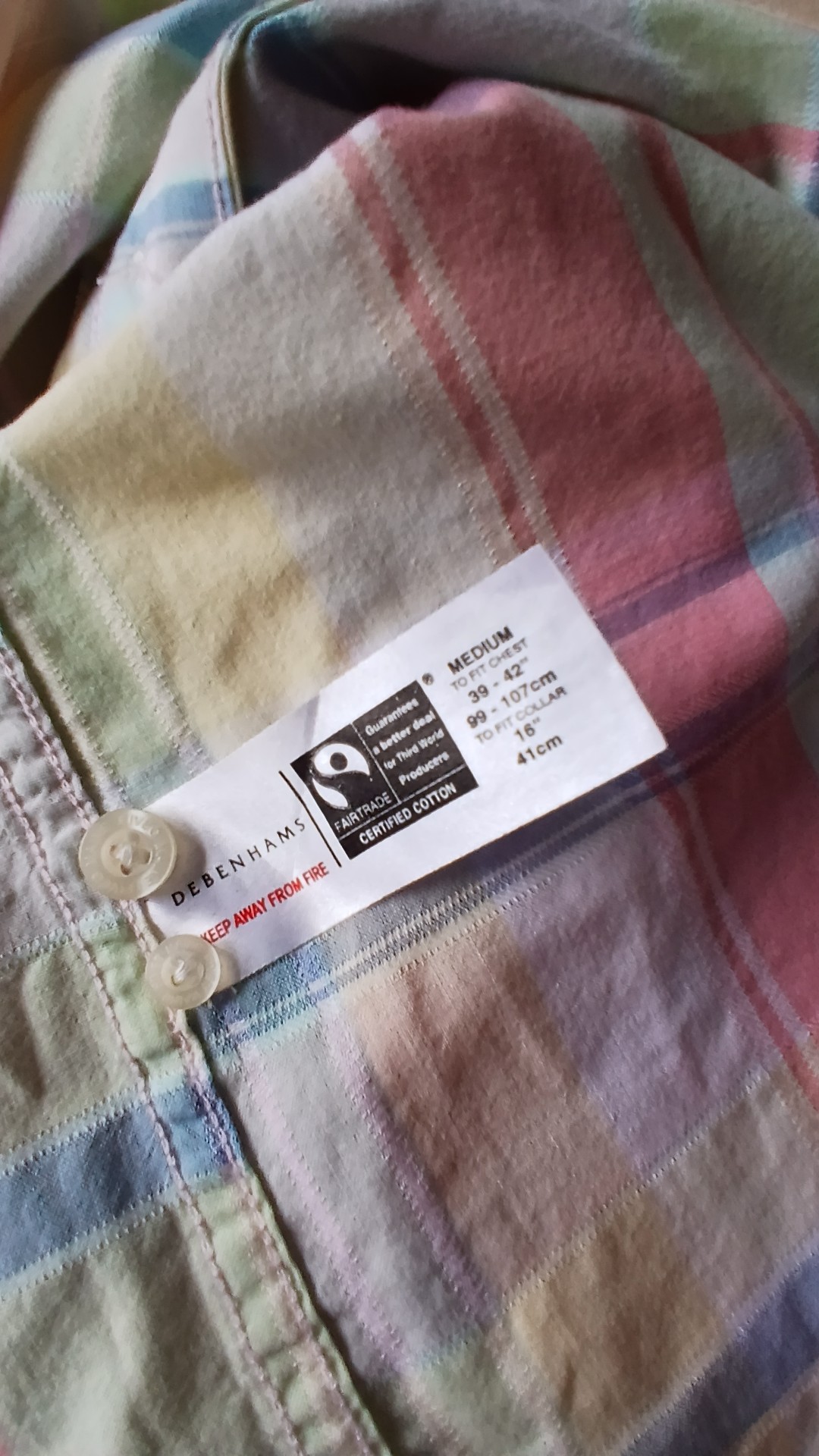 Pastel Multi-Colour Plaid Short Sleeve Cotton Shirt M image 7