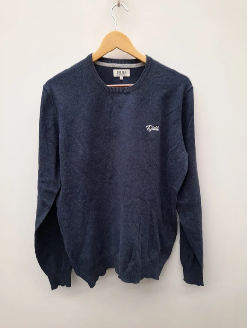 Diesel Navy Blue Men's Sweater Logo Embroidery Large image 2