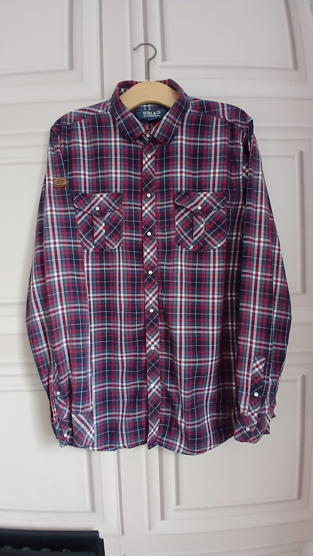 Quba & Co Red Navy Check 100% Cotton Shirt XL