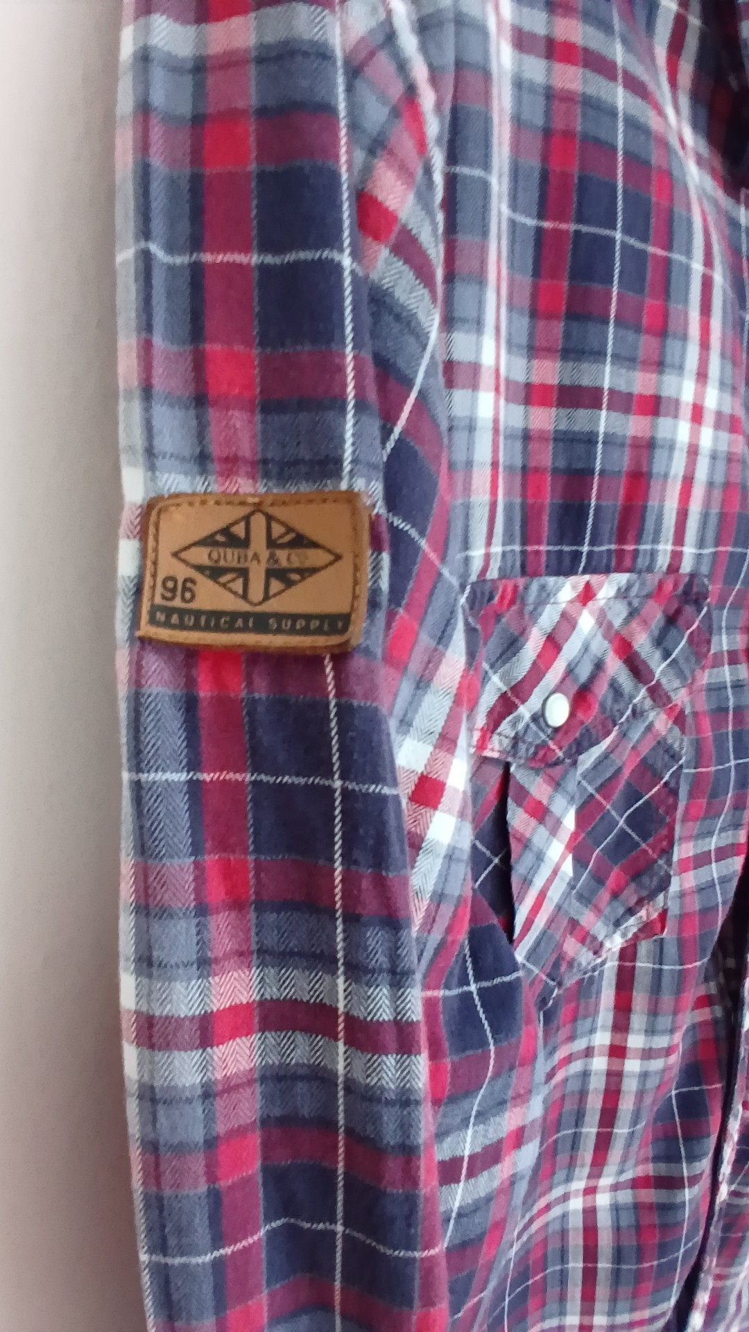 Quba & Co Red Navy Check 100% Cotton Shirt XL image 3