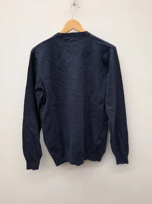 Diesel Navy V-Neck Sweater Embroidered Logo Large image 3