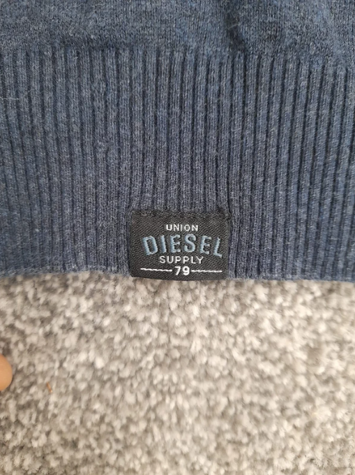 Diesel Navy V-Neck Sweater Embroidered Logo Large image 6