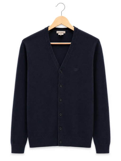 Timberland Men's Navy V-Neck Cotton Cardigan Medium
