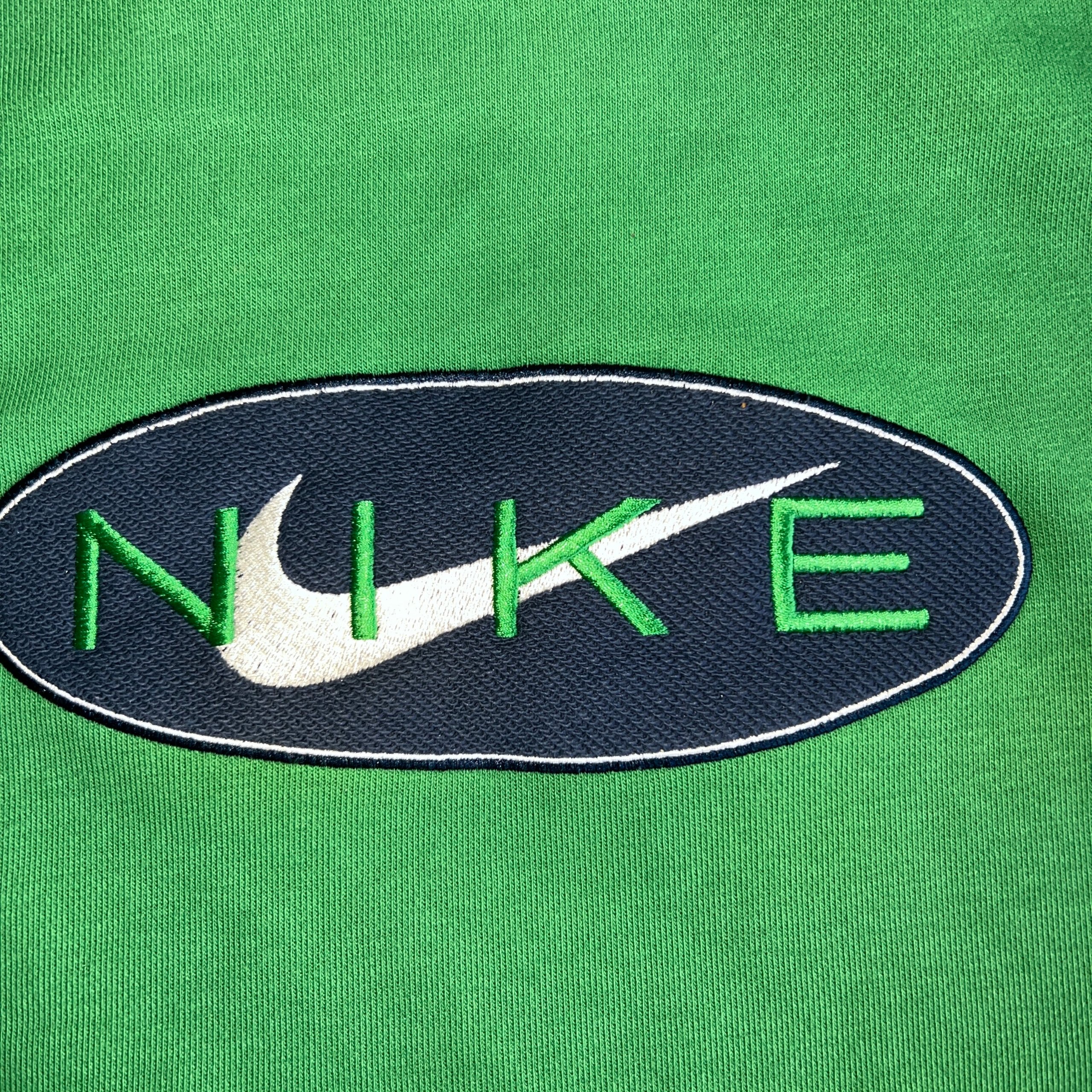 Nike Y2K Style Center Oval Logo Sweatshirt Green Men's Medium Crewneck FZ4728-399 image 3
