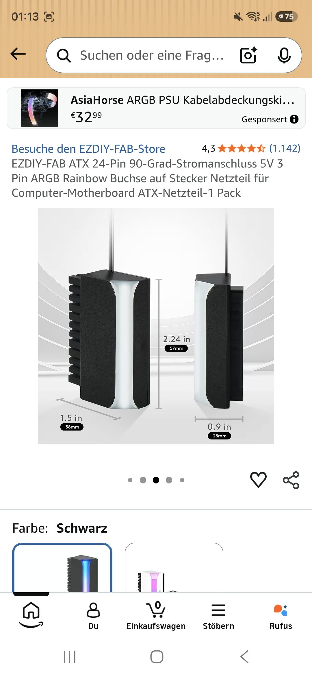 ARGB ATX 24-Pin 90° Adapter 2 Stück EZDIY-FAB image 4