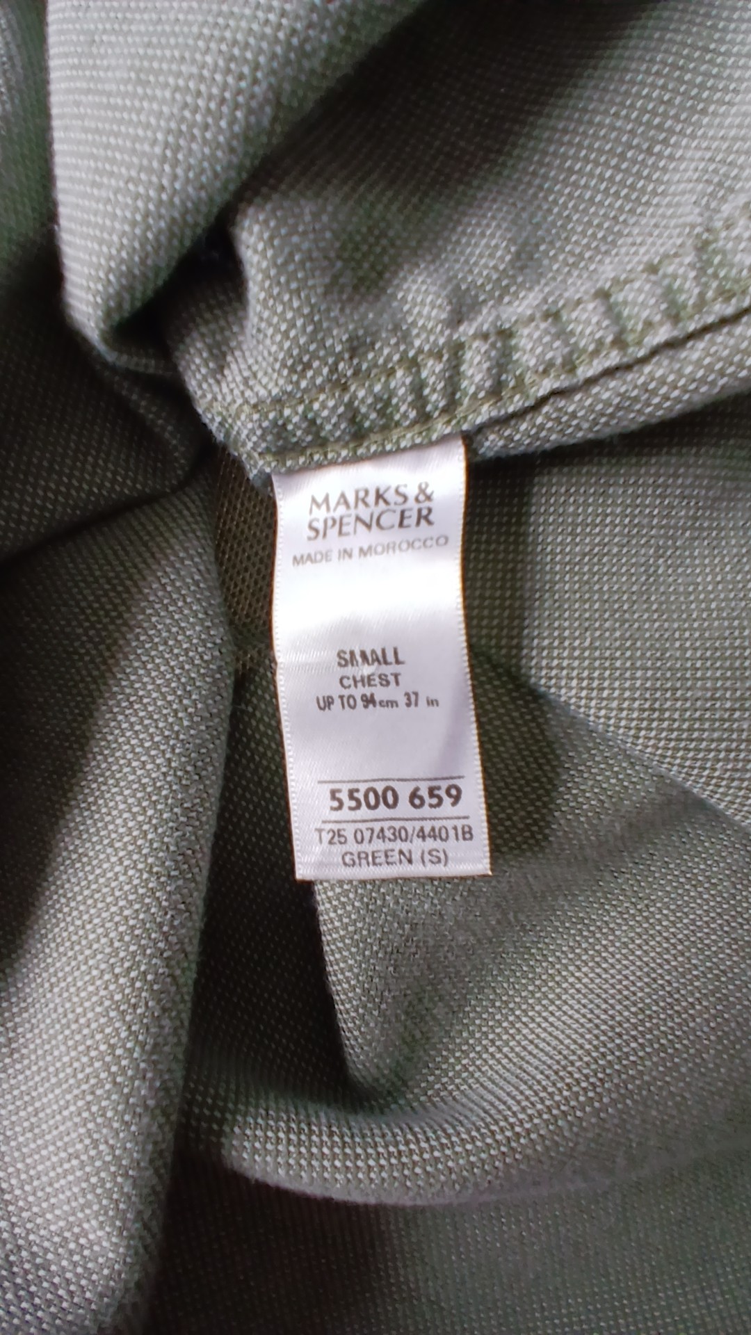 Marks & Spencer Green Cotton Short Sleeve Shirt Small image 5