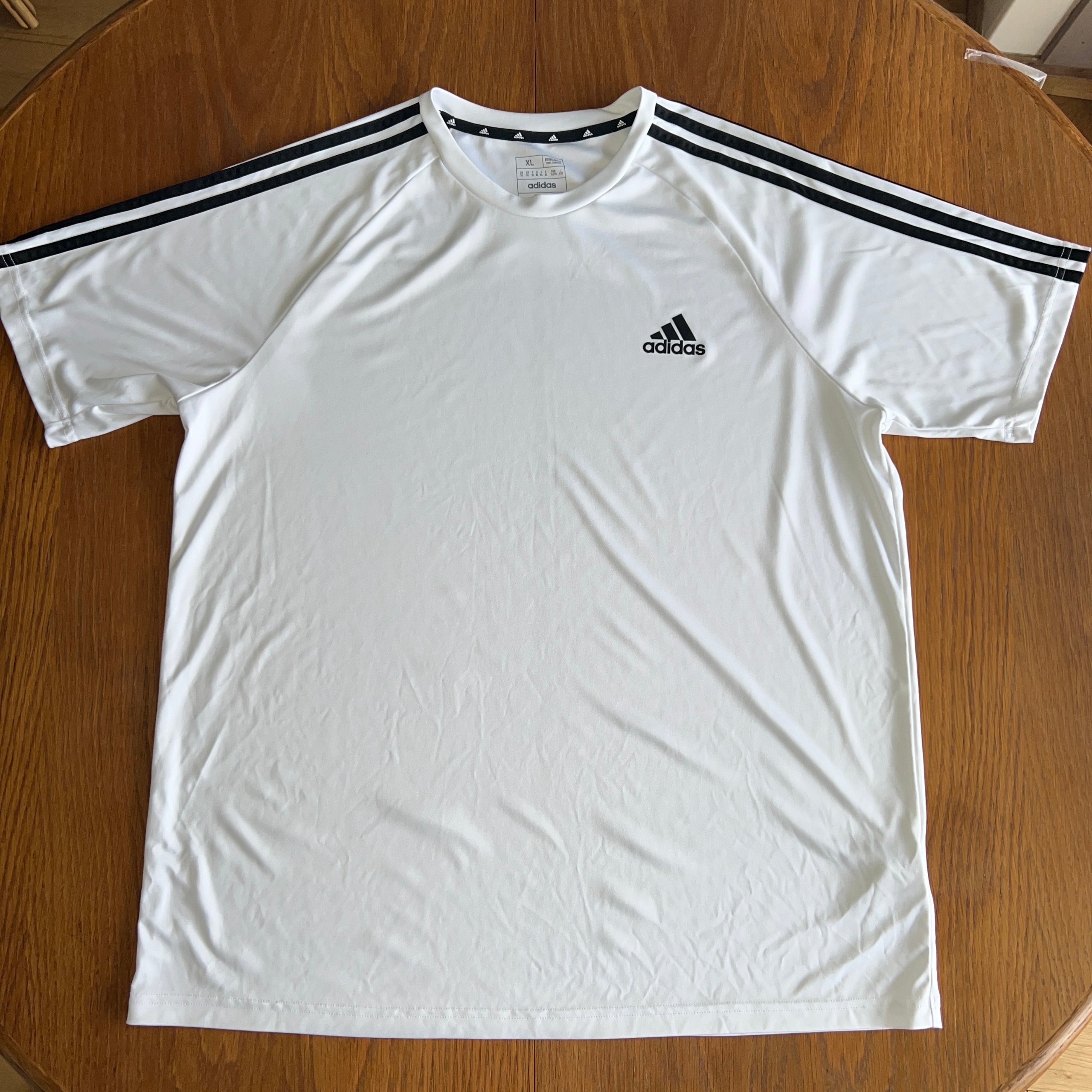 Adidas Mens Aeroready 3-Stripes T-Shirt White Black Short Sleeve Gym Top Size XL