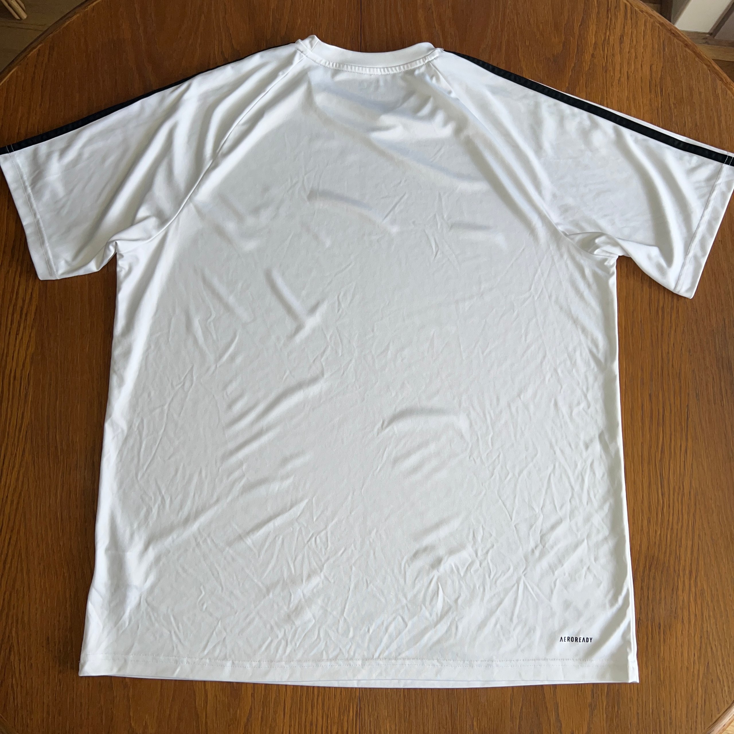 Adidas Mens Aeroready 3-Stripes T-Shirt White Black Short Sleeve Gym Top Size XL image 2