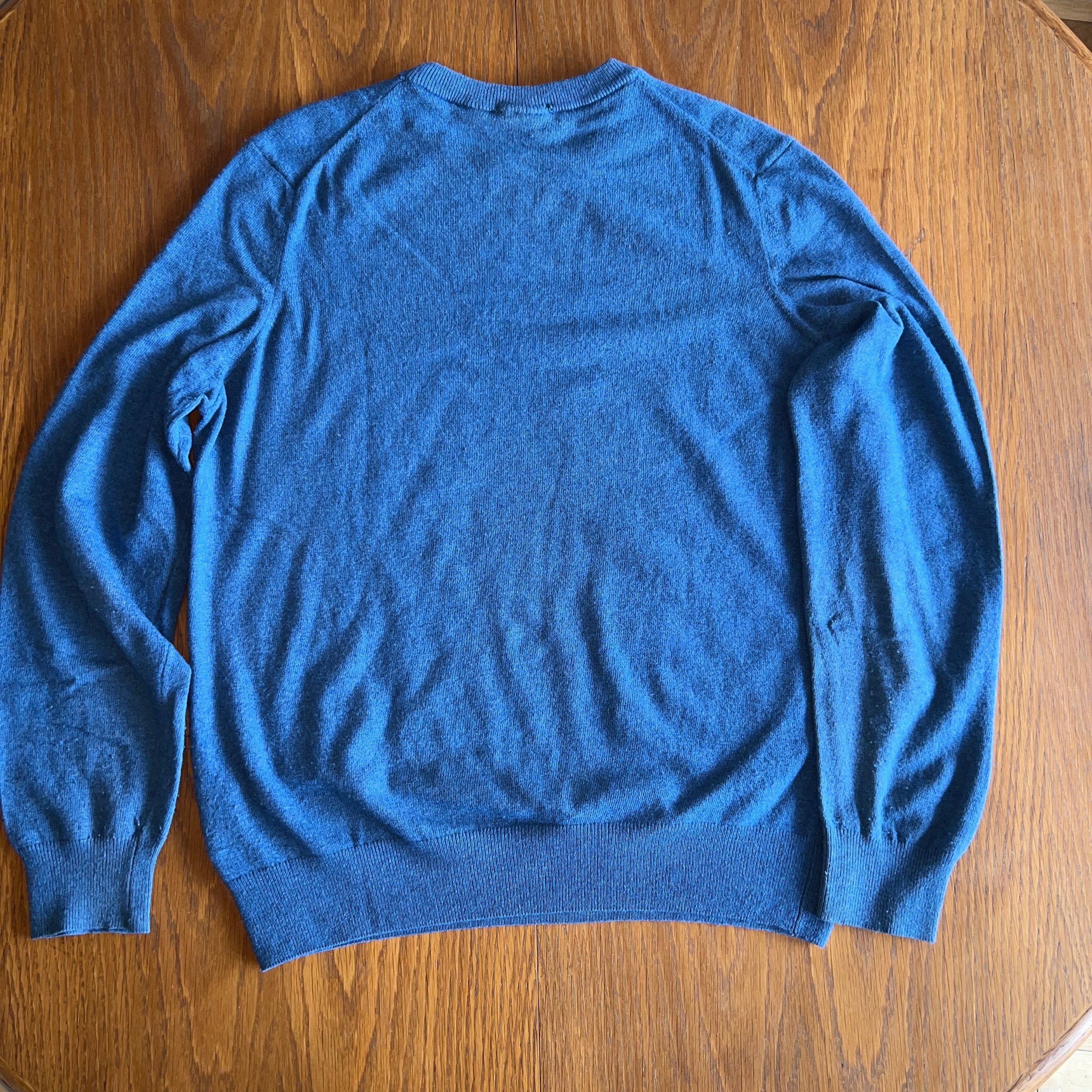Timberland Men's Blue Wool Blend Crew Neck Jumper Embroidered Logo Size L image 2