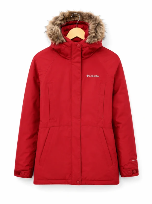 Columbia Women's Red Waterproof Faux Fur Hooded Coat Medium