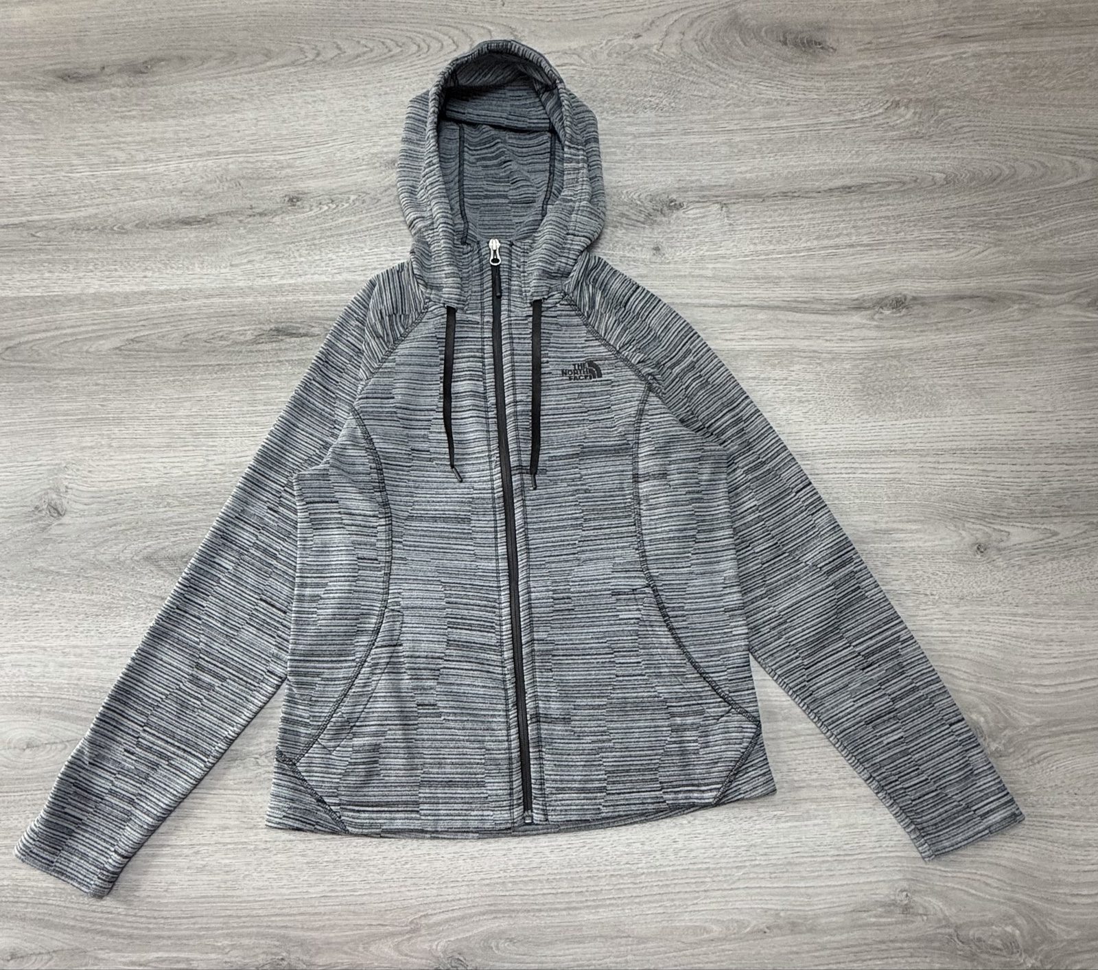 The North Face Grey Zip-Up Hoodie Medium Lightweight Fleece (1709)