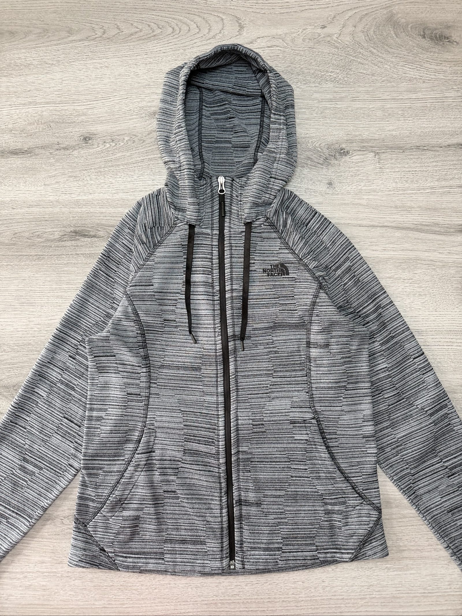 The North Face Grey Zip-Up Hoodie Medium Lightweight Fleece (1709) image 2