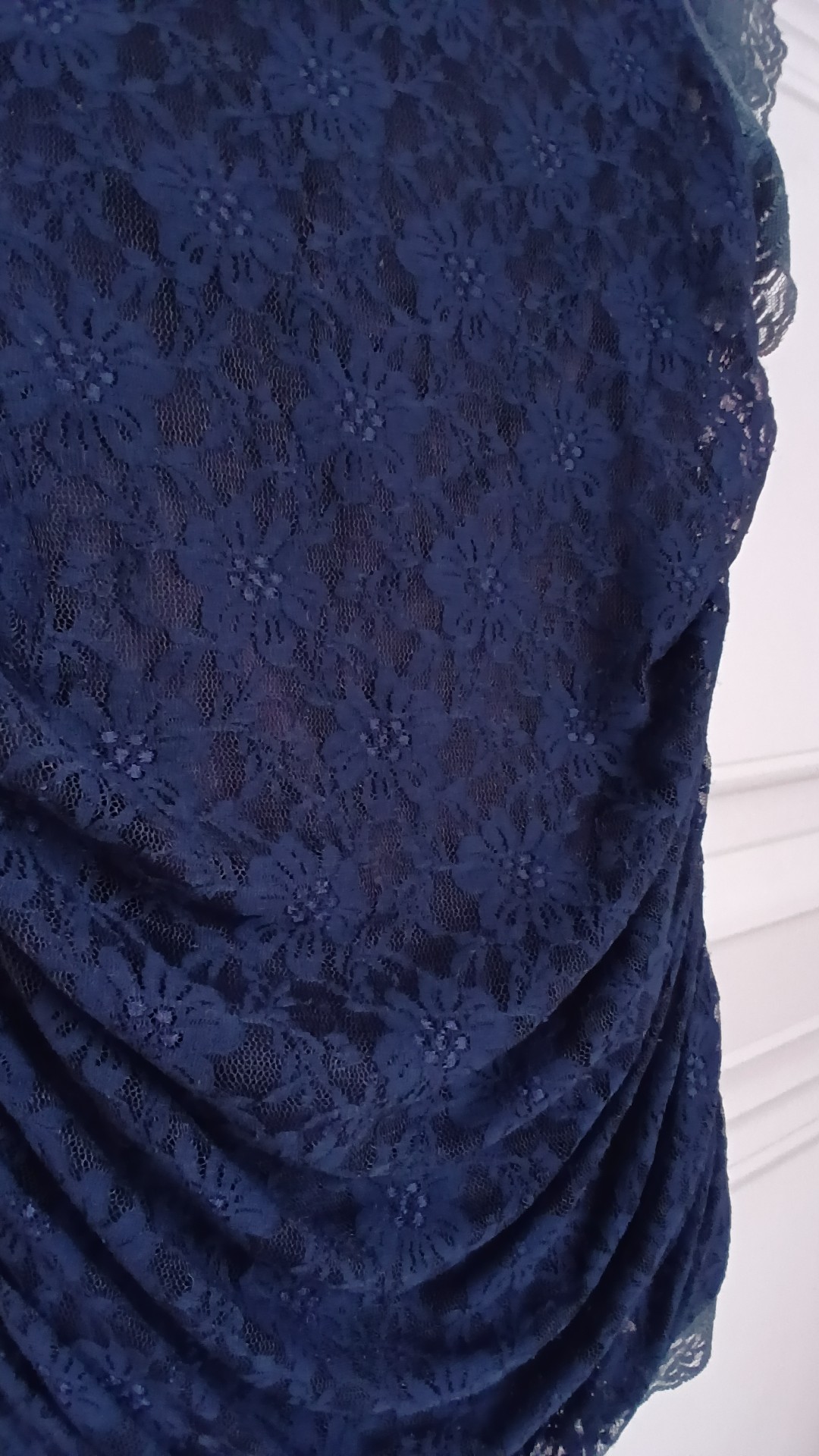 Unbranded Navy Blue Lace Ruched Women's Top UK 8-10 image 3