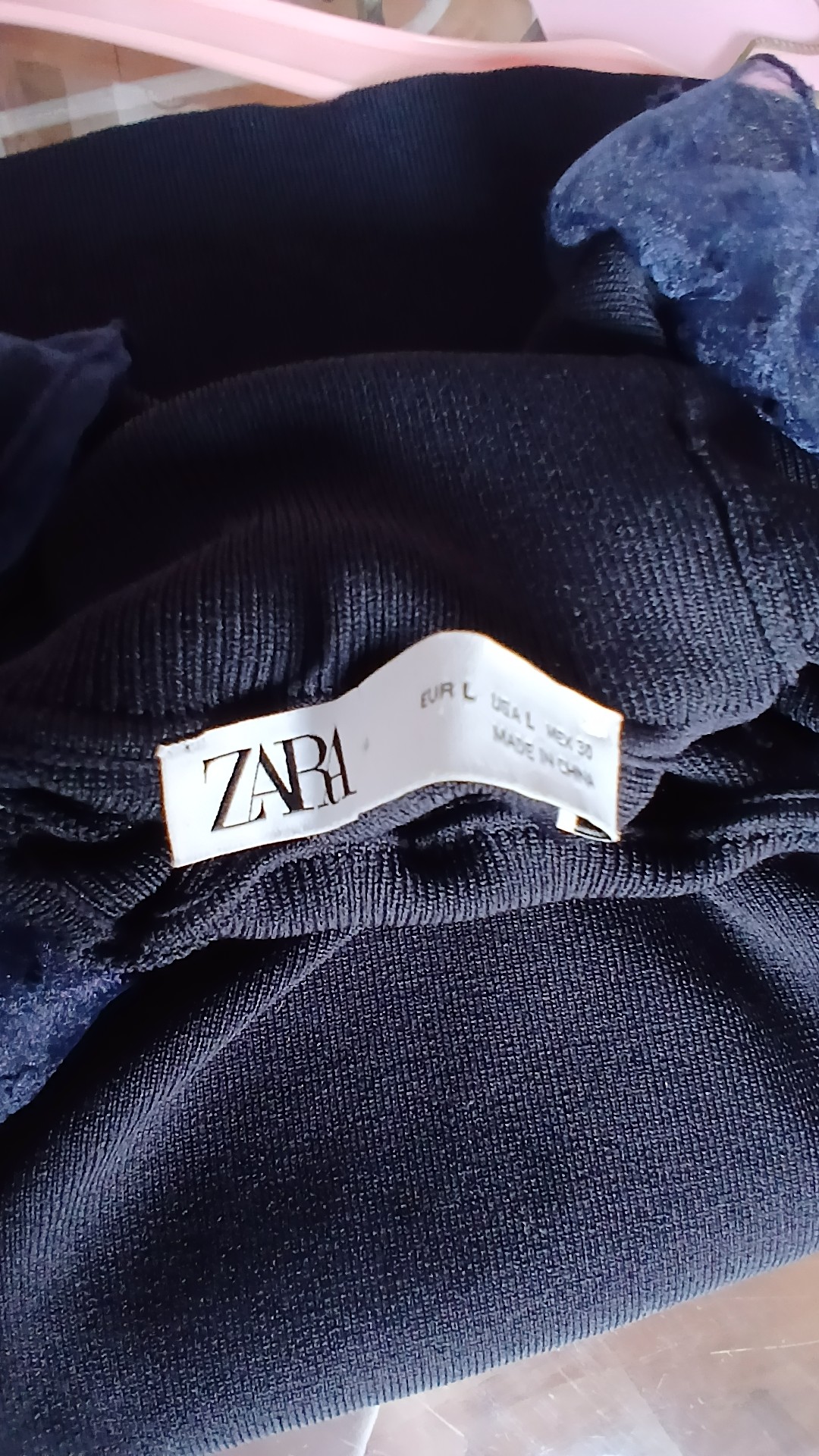 Zara Navy Blue Turtleneck Sheer Sleeve Knit Jumper Eur L image 4