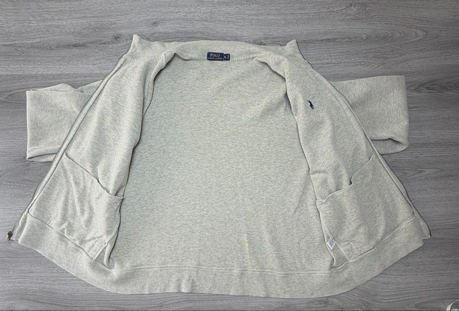 Polo Ralph Lauren Light Grey Cotton Zip Jacket XL (01711) image 7