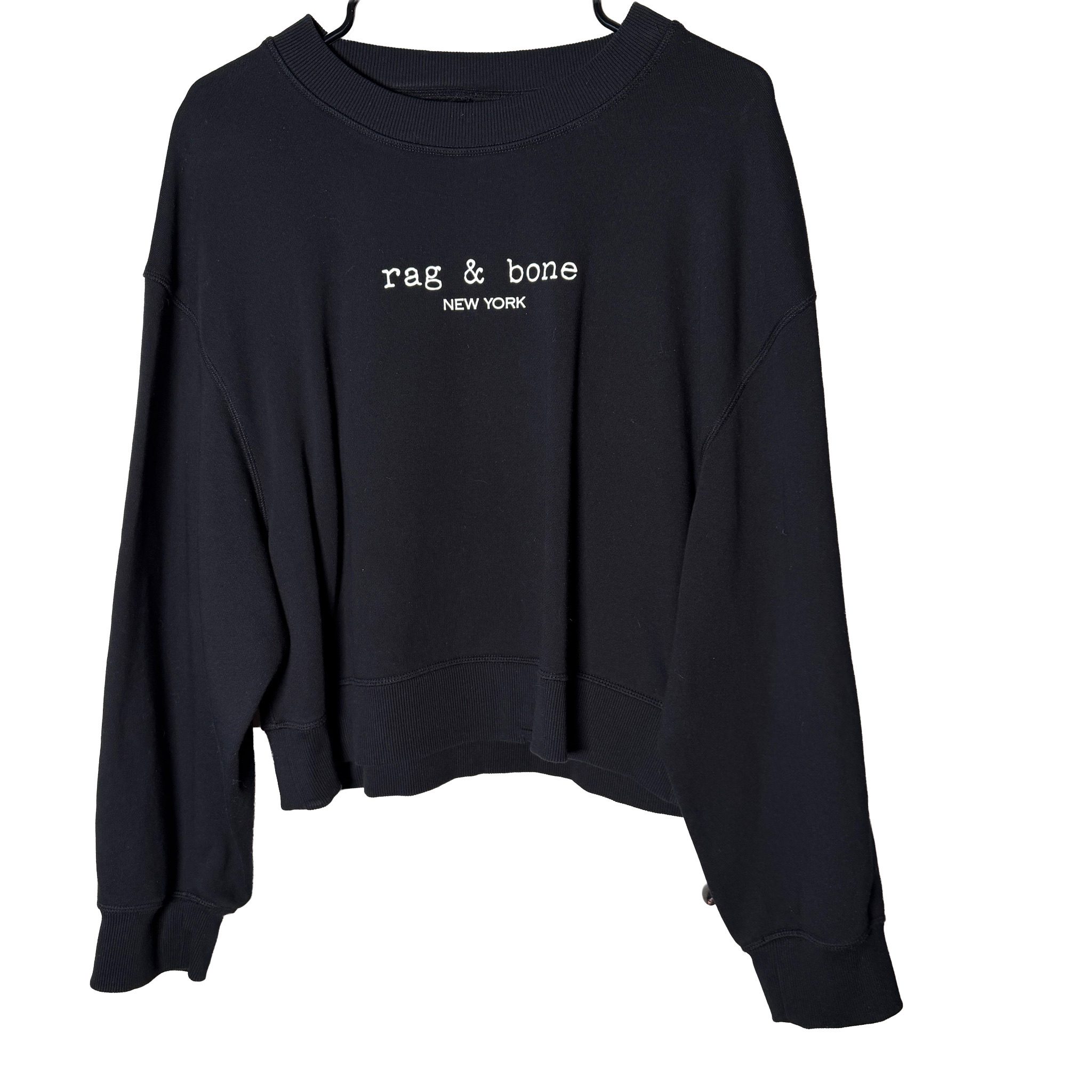 Rag & Bone - Women's Black Logo Cotton Blend Sweatshirt Large