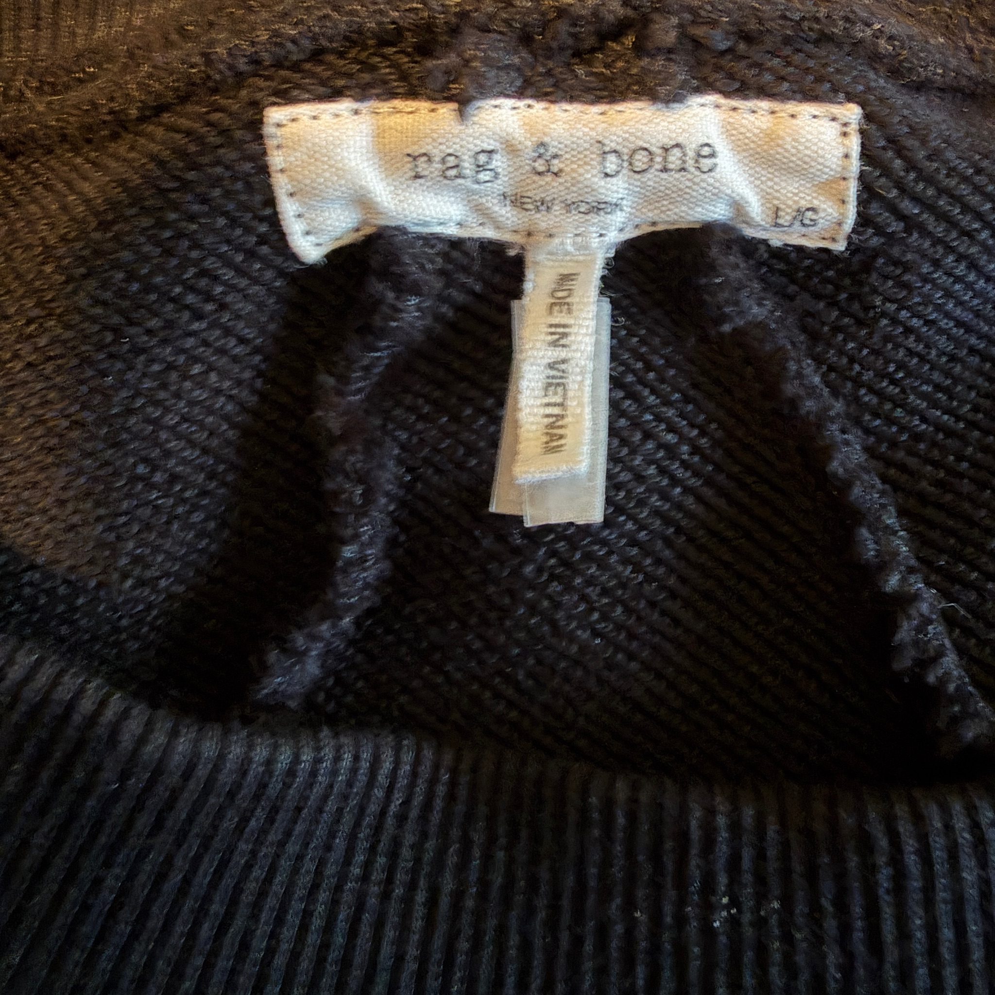 Rag & Bone - Women's Black Logo Cotton Blend Sweatshirt Large image 3