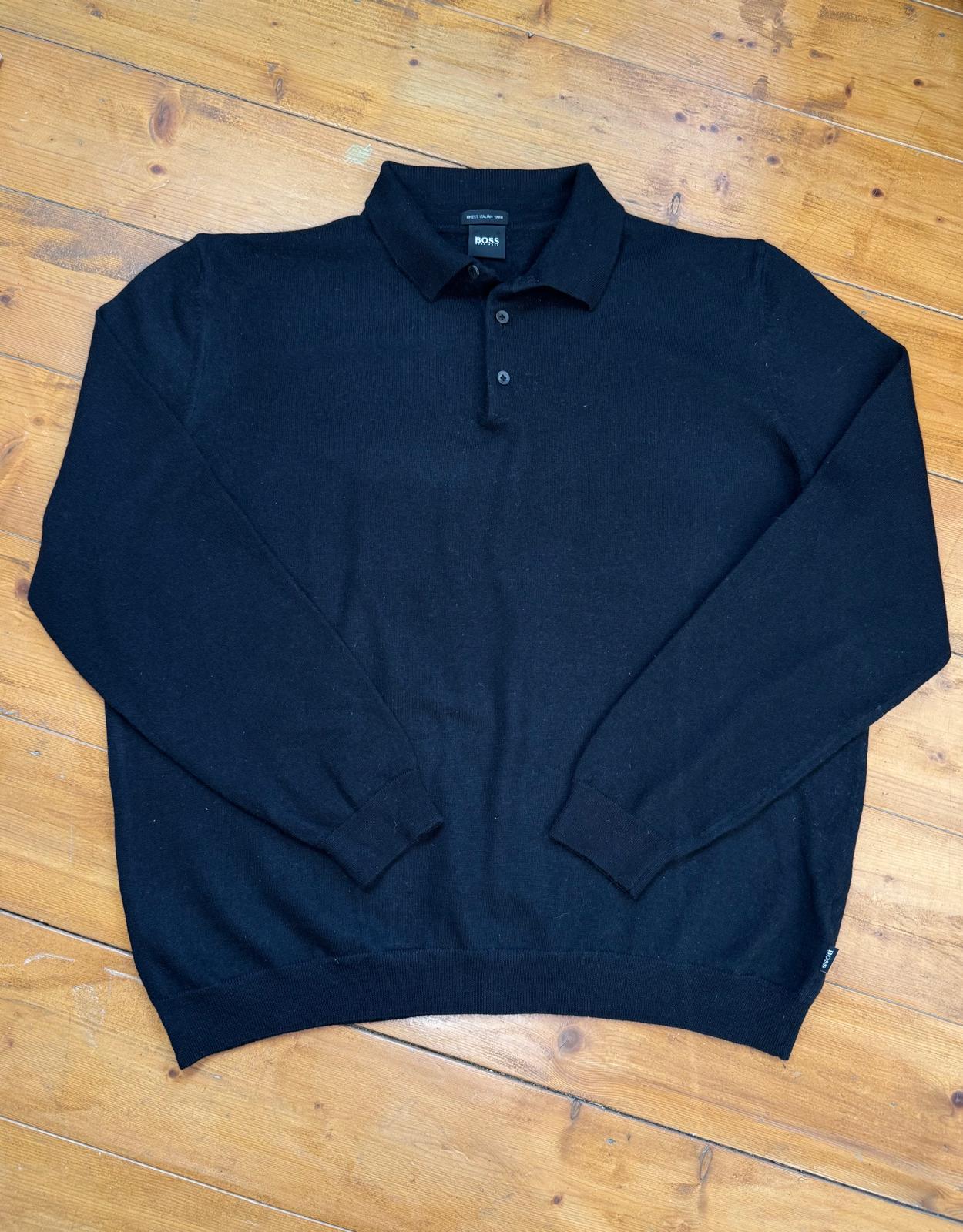 hugo boss noir pull polo homme manches longues finest italian yarn - taille XL