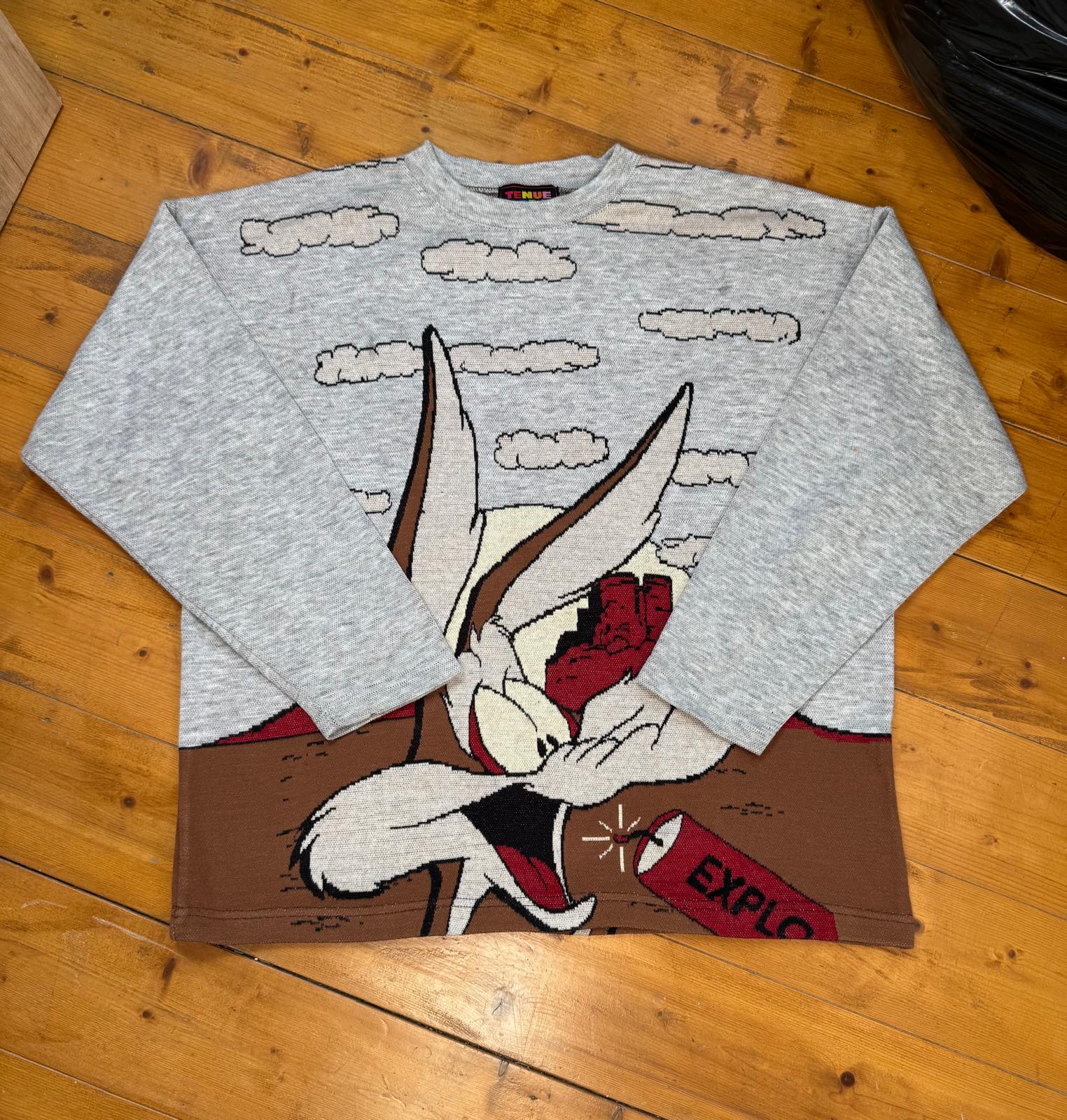 Tenue Gris & Marron Pull Tricoté Wile E. Coyote Looney Tunes Large