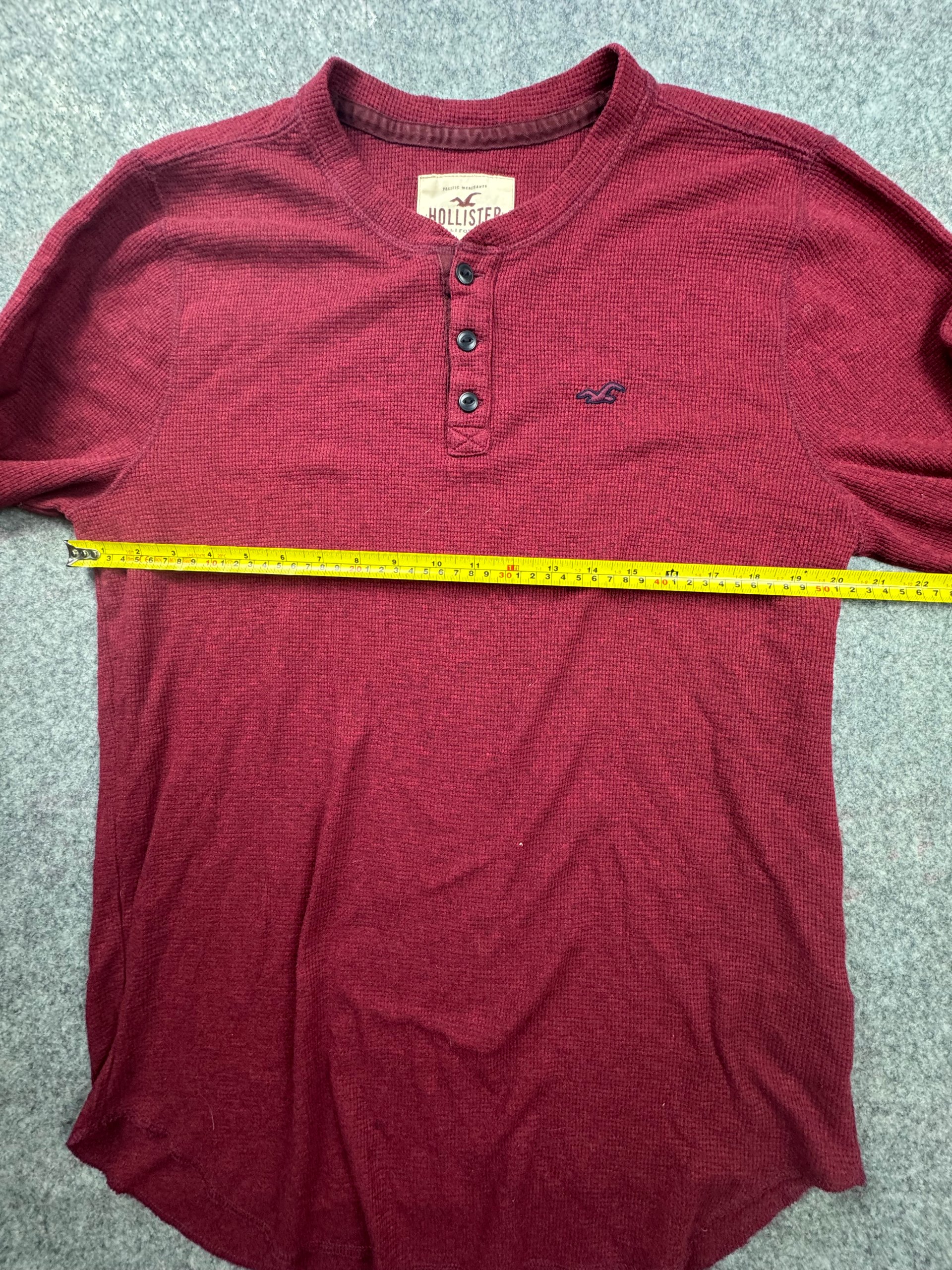 Hollister Burgundy Waffle Henley Long Sleeve Top XL image 6