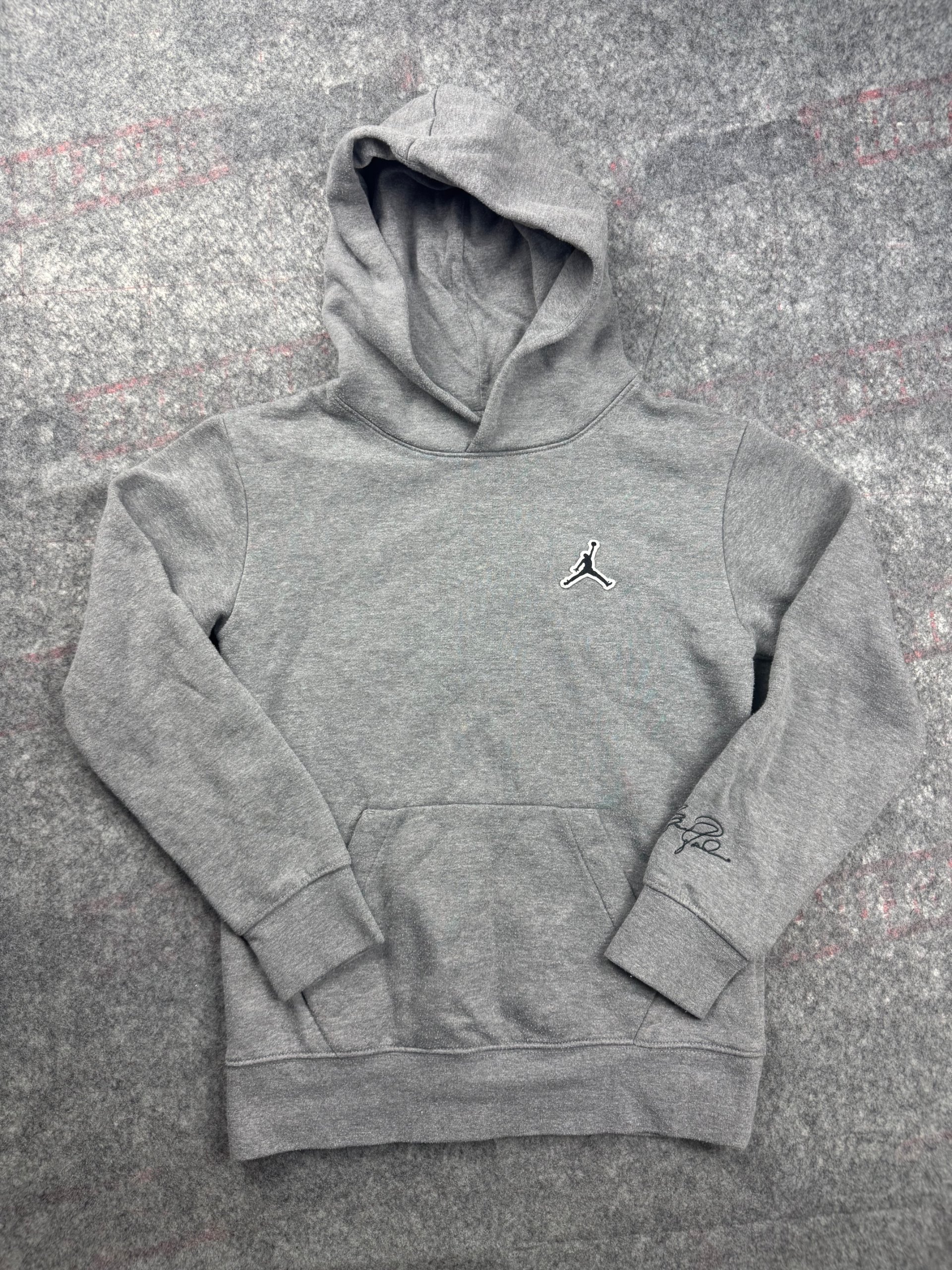 Jordan Grey Pullover Jumpman Hoodie Kids Medium Grey Embroidered Logo