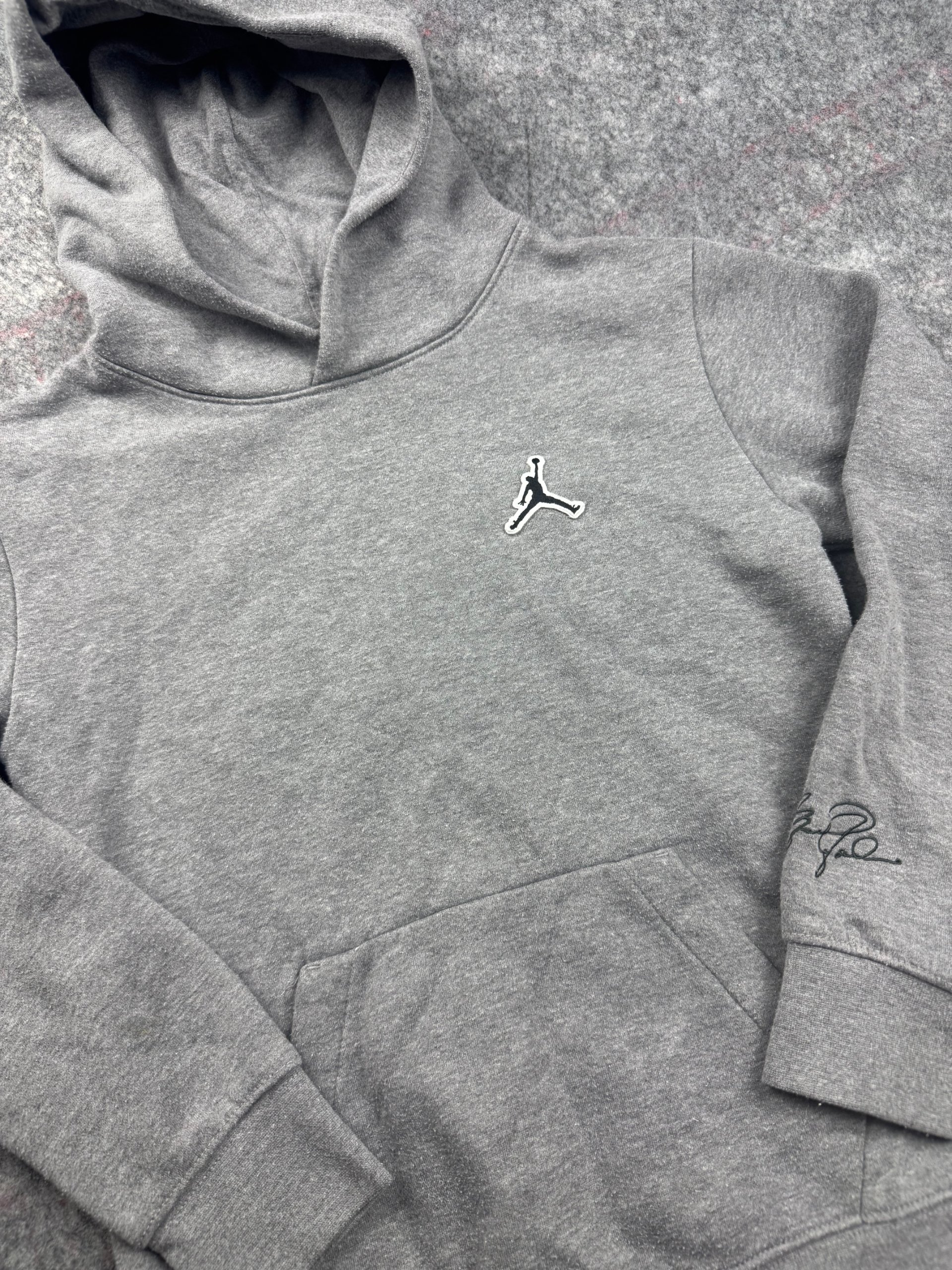 Jordan Grey Pullover Jumpman Hoodie Kids Medium Grey Embroidered Logo image 2