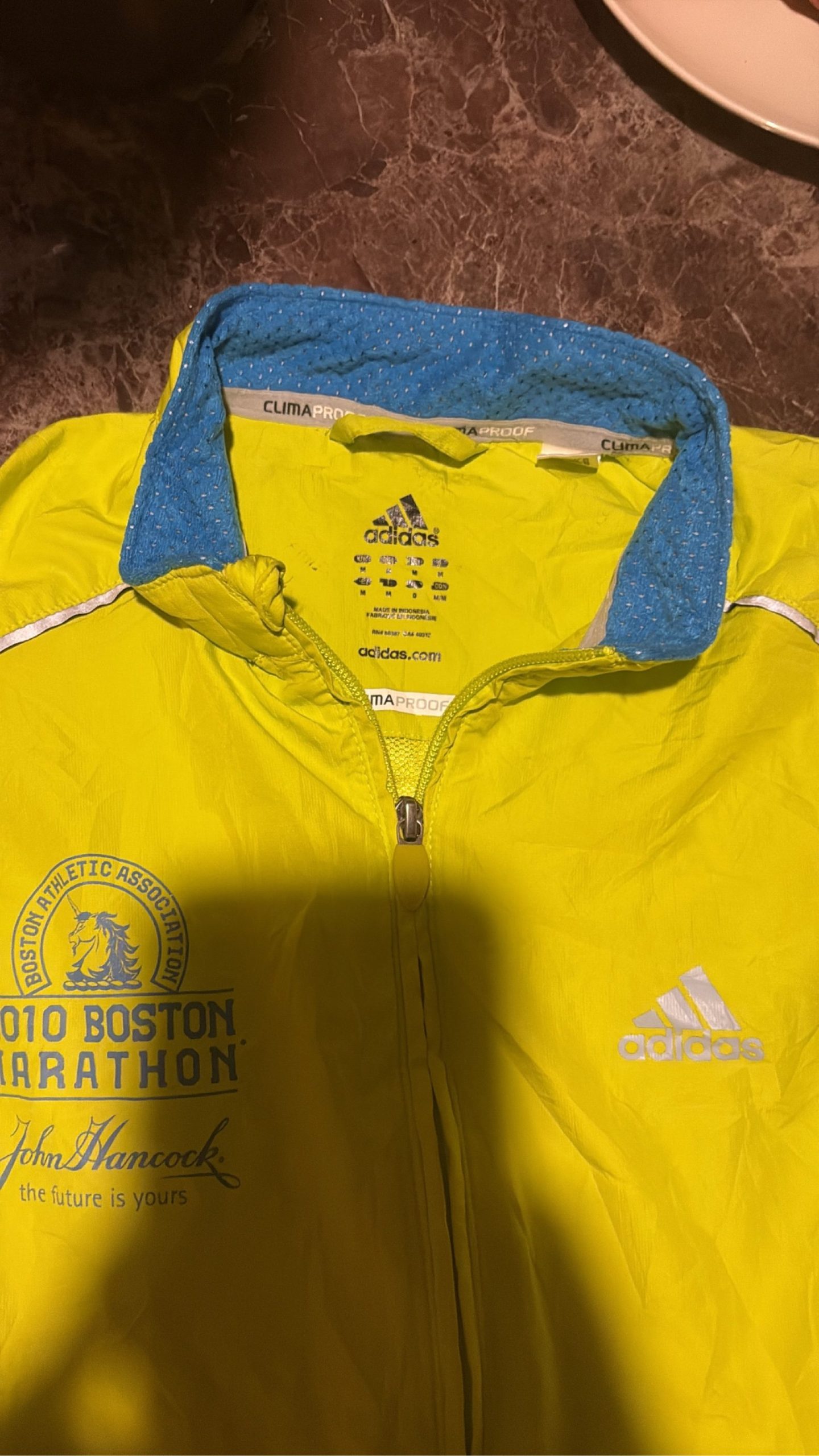 Vintage Adidas Yellow Boston Marathon ClimaProof Running Jacket Medium image 3