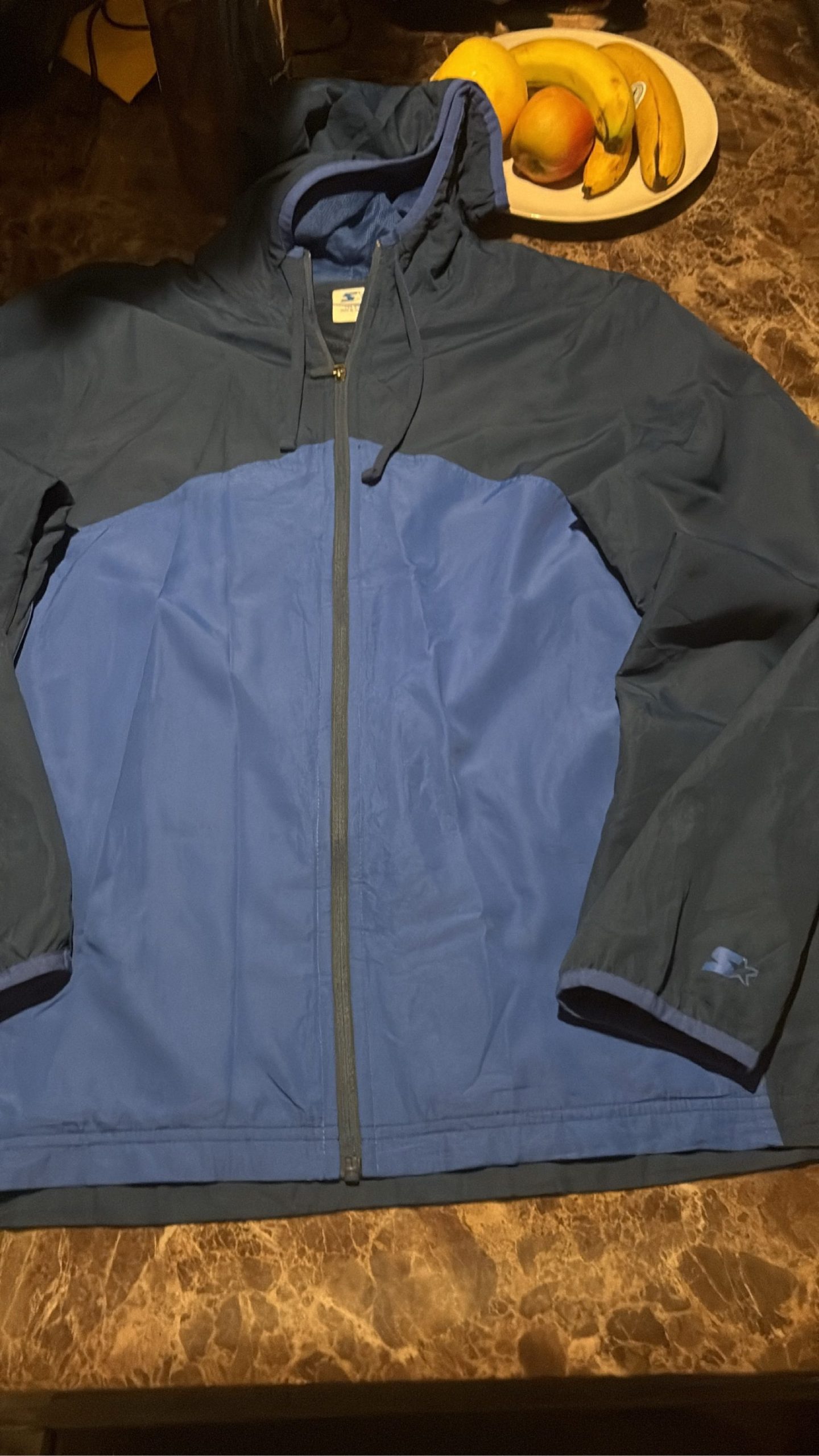 Vintage Starter Men's Black & Blue Hooded Windbreaker Jacket Large image 2