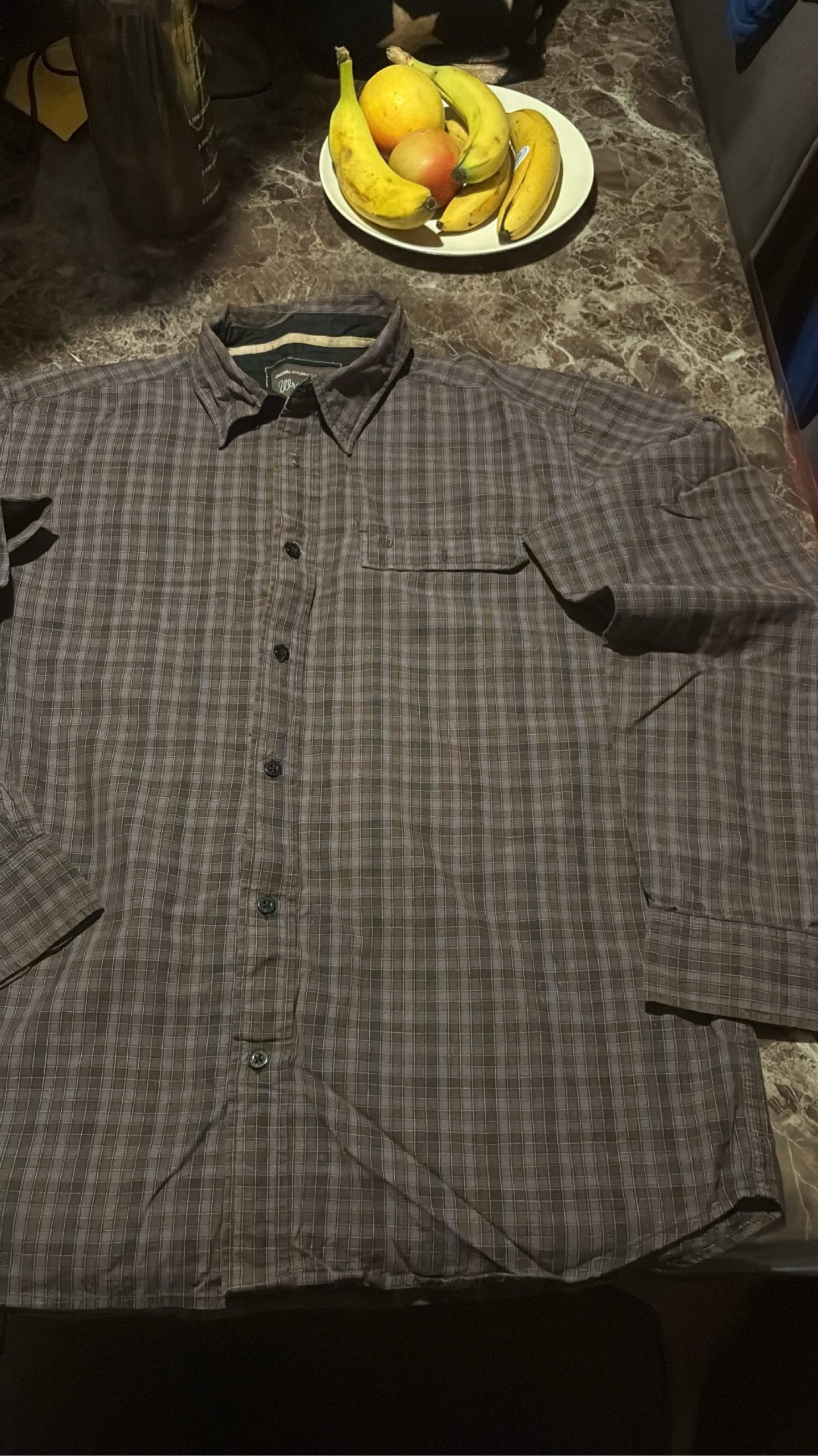 Vintage Wrangler Men's Brown & Grey Checkered Long Sleeve Shirt Large image 2