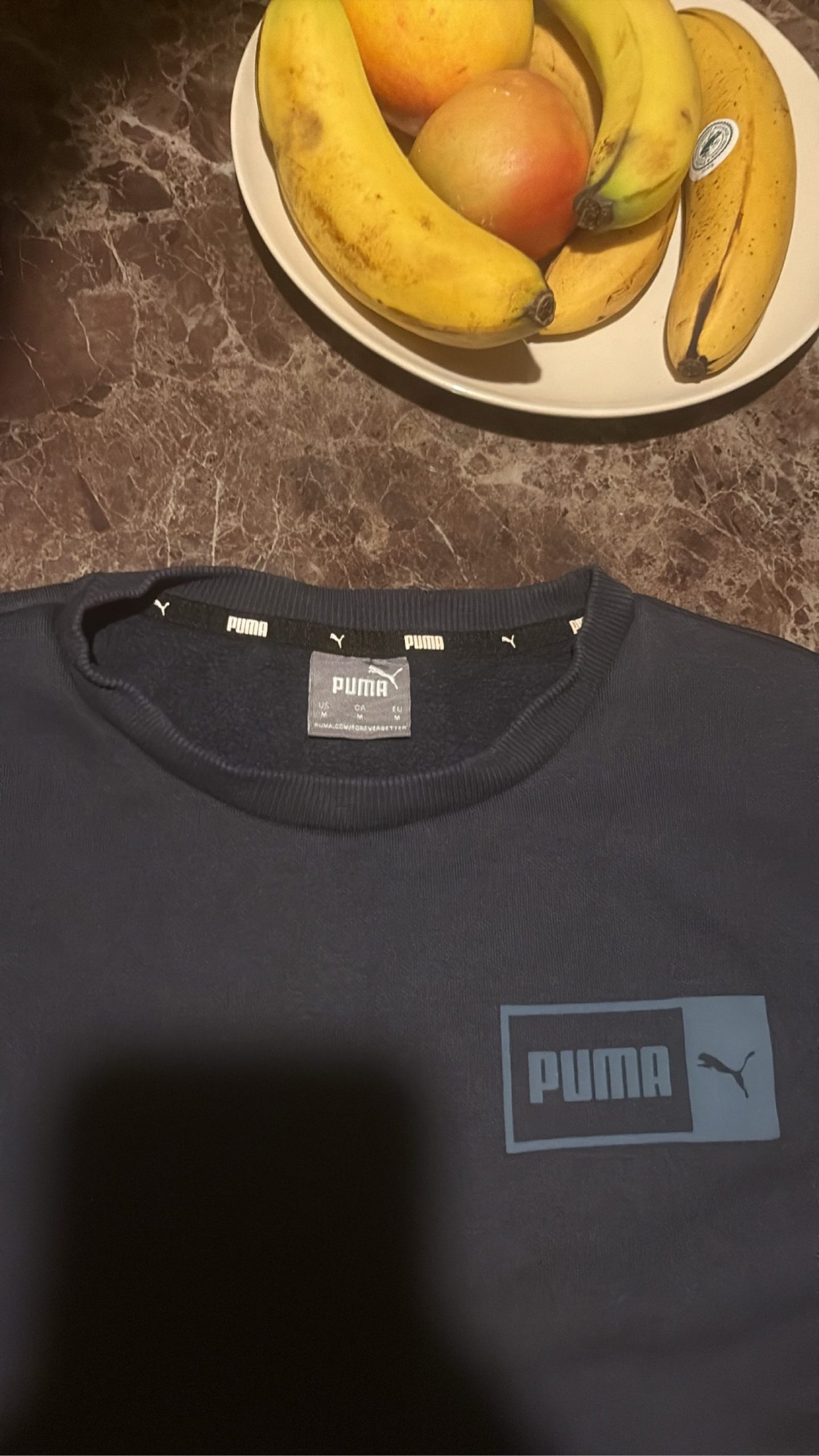Puma Men's Navy Blue Sweatshirt Medium Logo Print