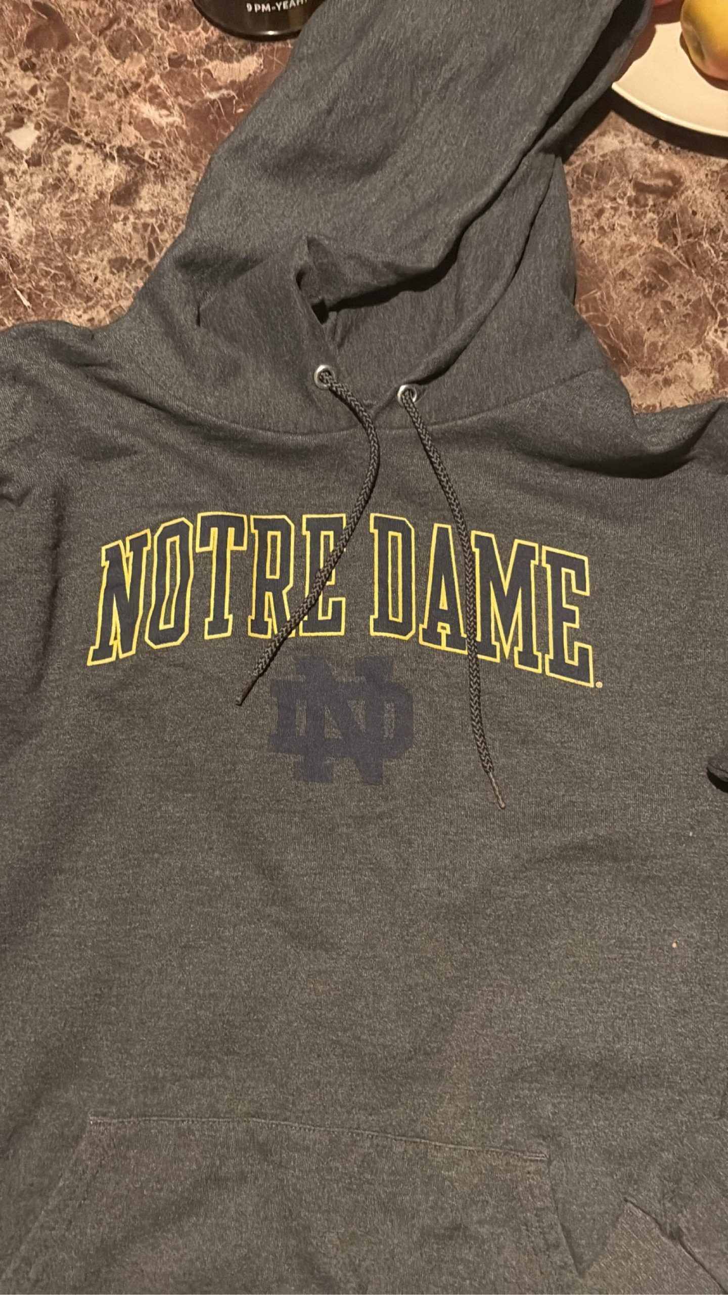 Champion Grey Notre Dame Hoodie Large Logo Print image 2