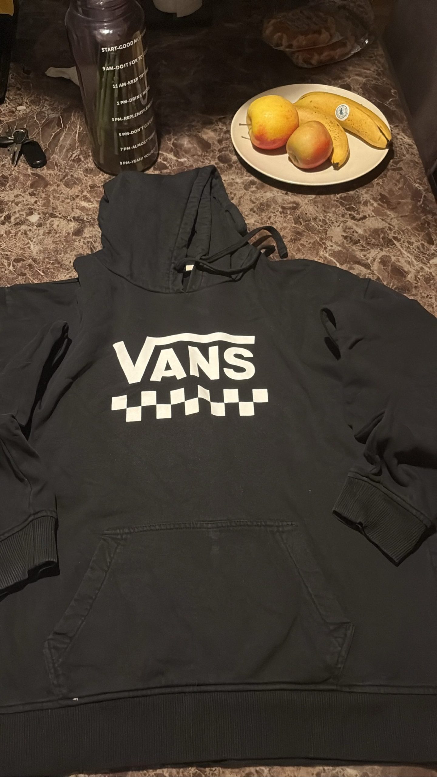 Vans Black Men's Medium Hoodie Off The Wall Design
