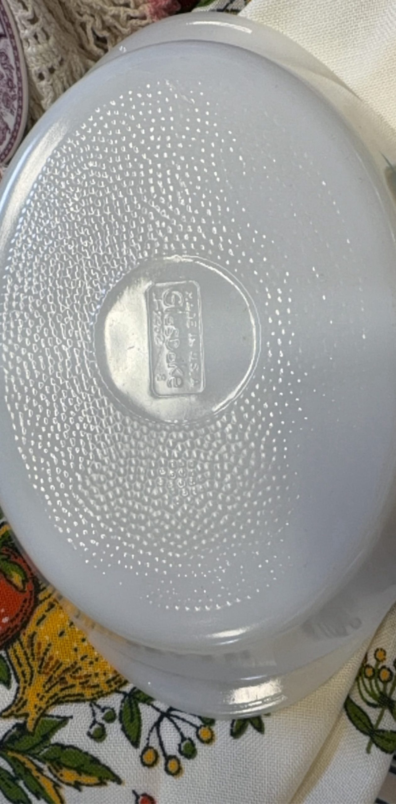 Glasbake White Milk Glass Divided Oval Serving Bowl image 3