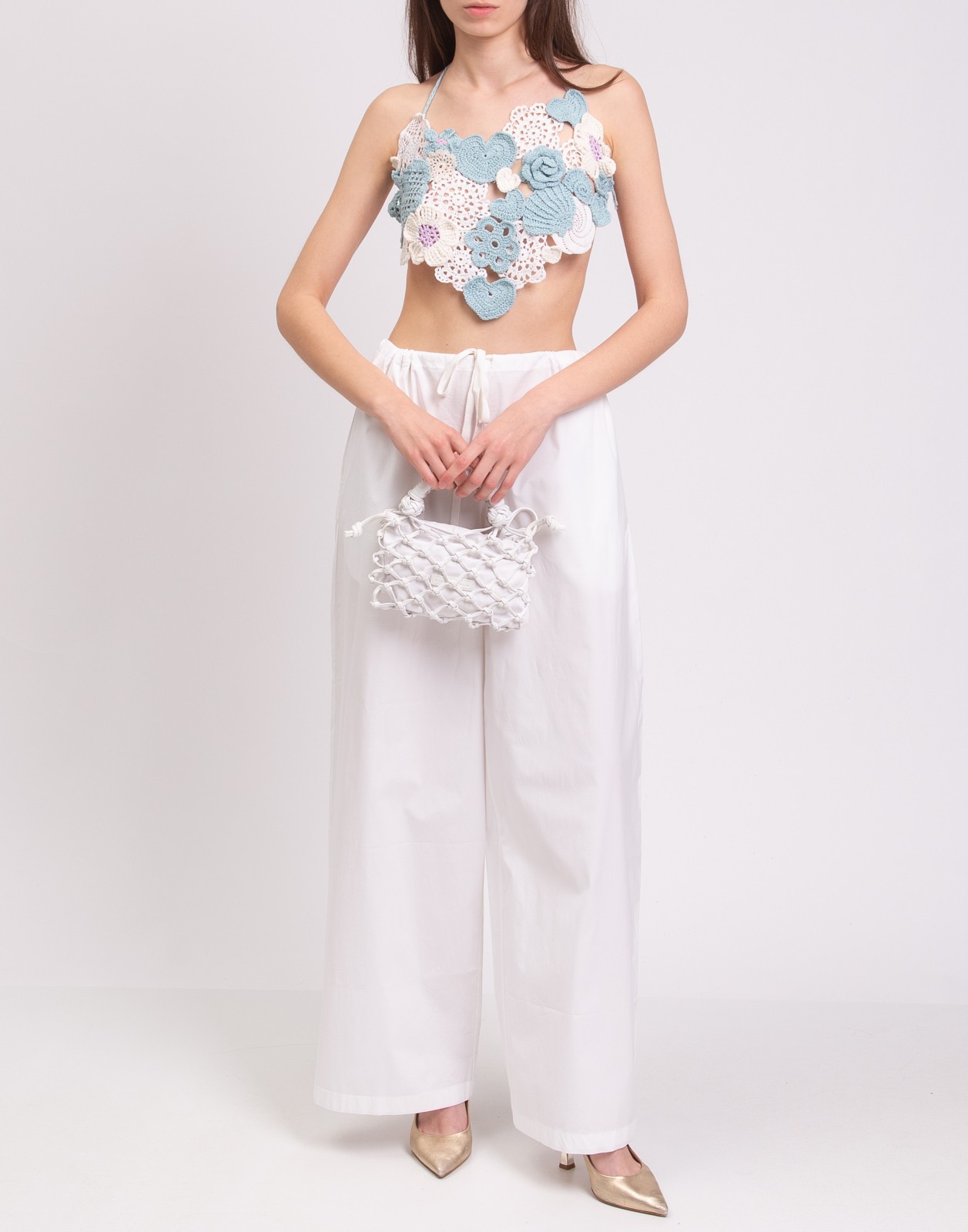 New Marco Rambaldi Crochet Heart Halter Top Size S image 6