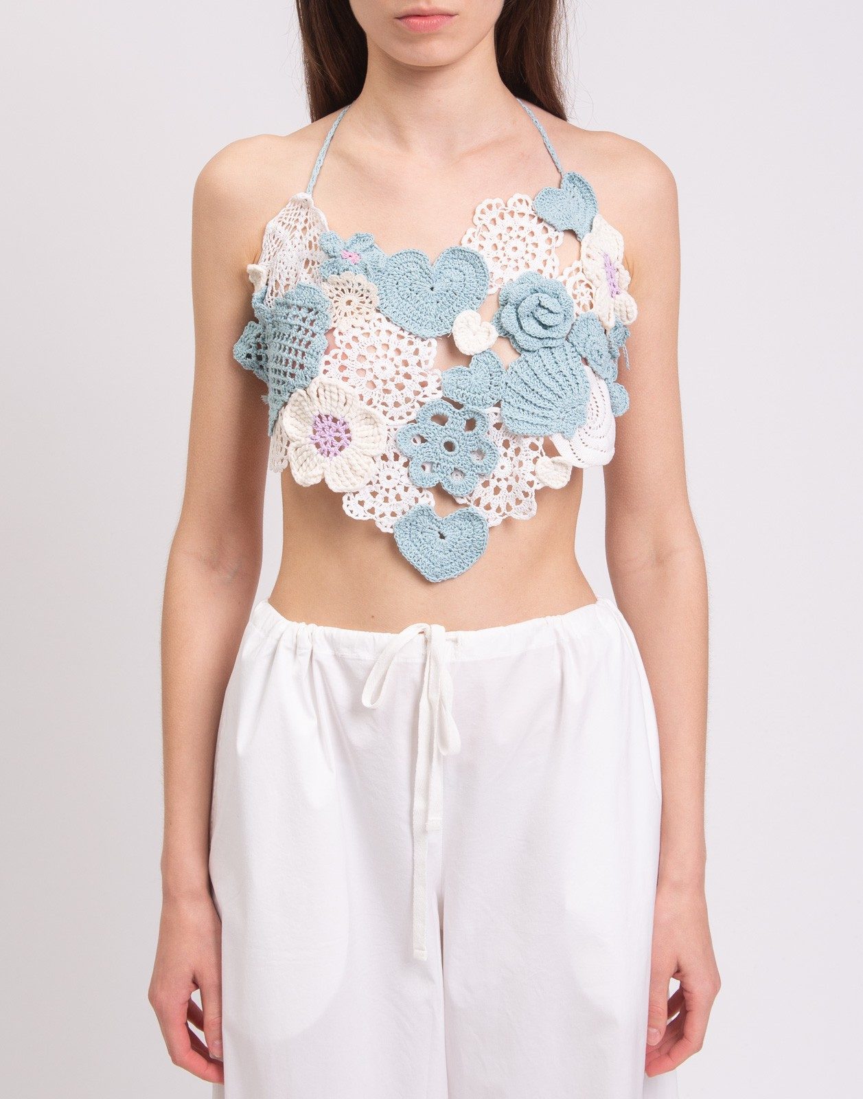 New Marco Rambaldi Crochet Heart Halter Top Size S image 4