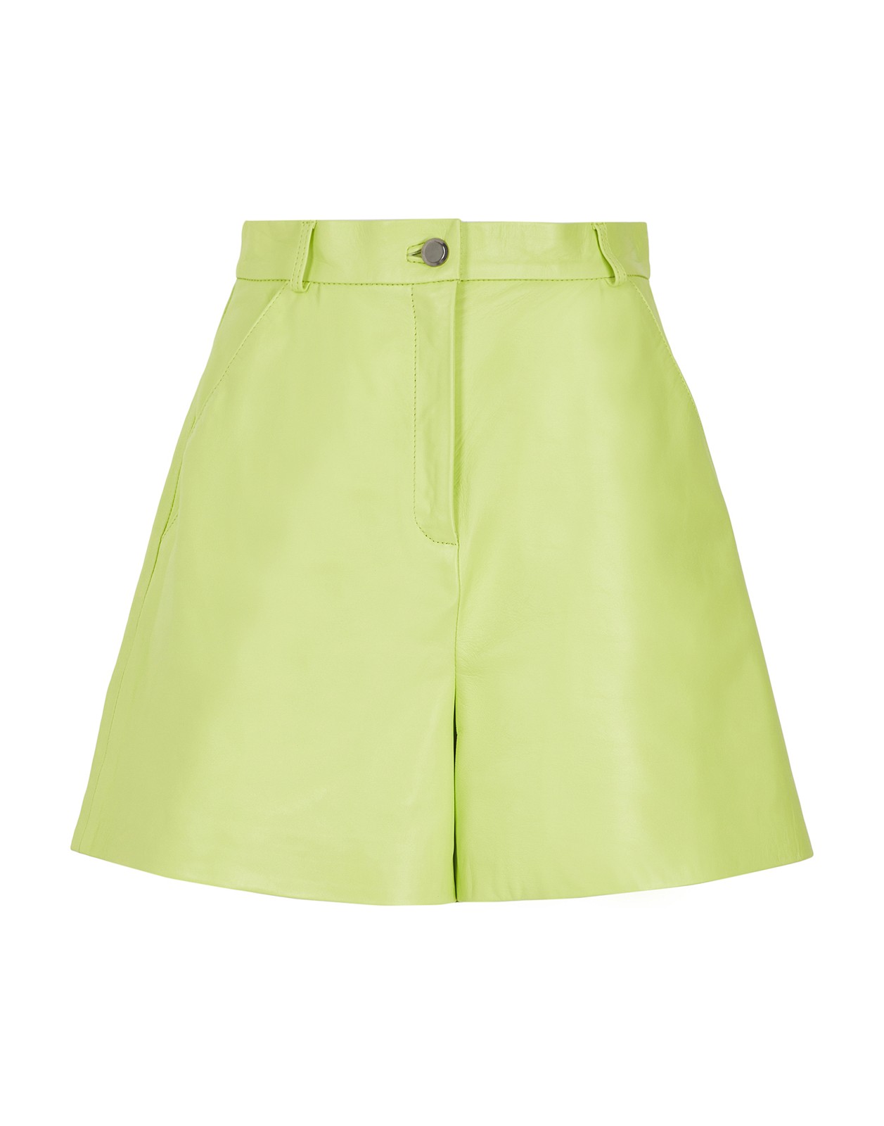 New 8 by YOOX Leather Acid Green Shorts Size S