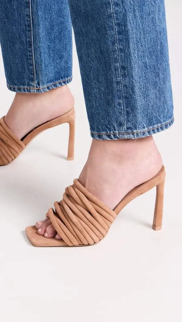 New SIMKHAI Lena Multi Strap Suede Mule Size EU 39 / Toffee image 2